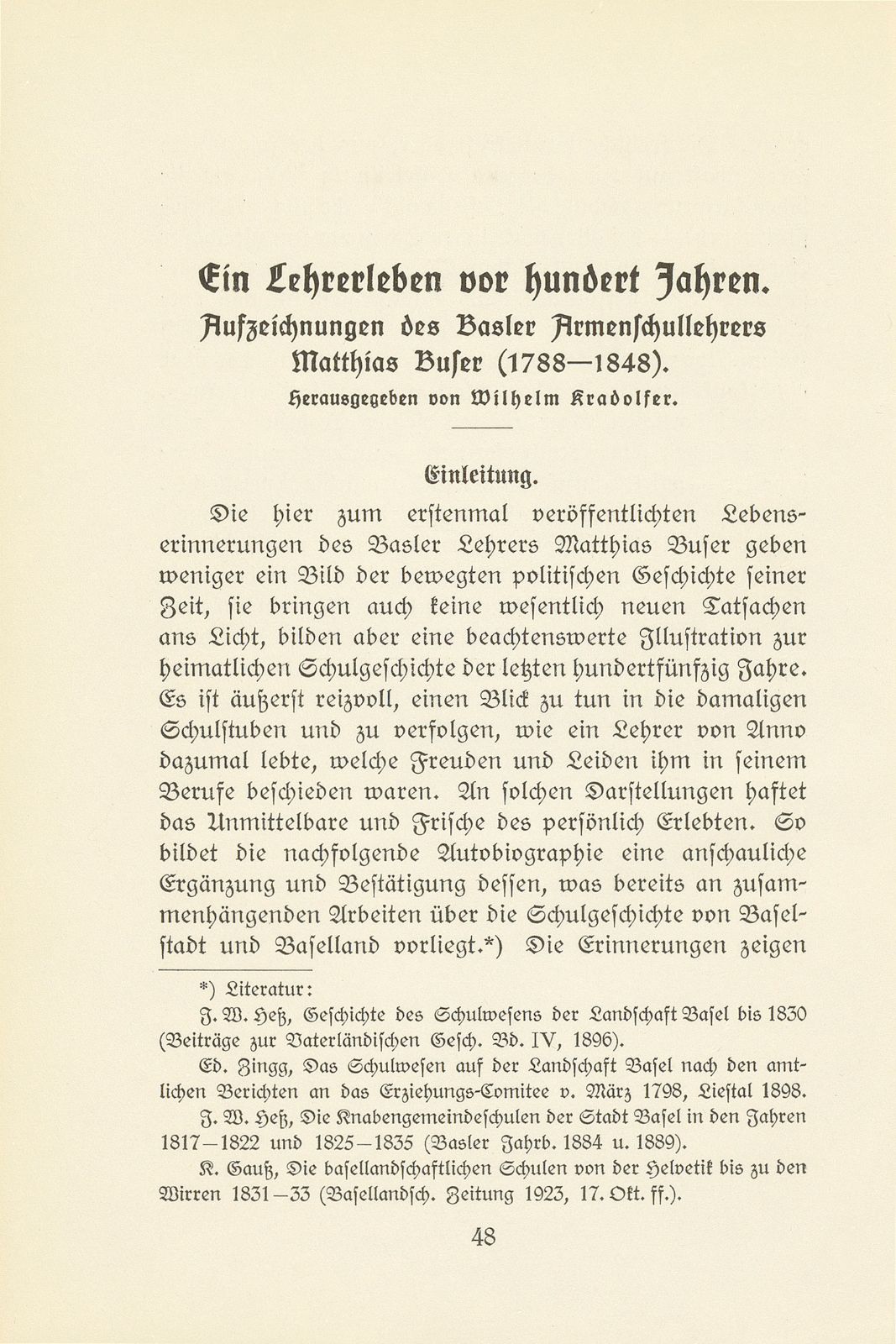 Ein Lehrerleben vor hundert Jahren – Seite 1