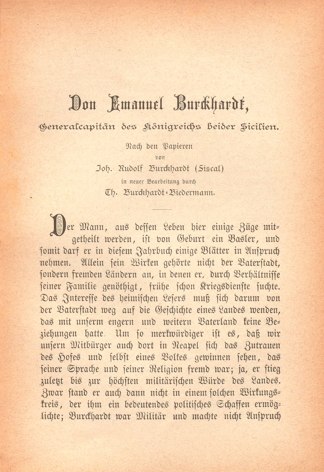 Don Emanuel Burckhardt, Generalcapitain des Königreiches beider Sizilien – Seite 1