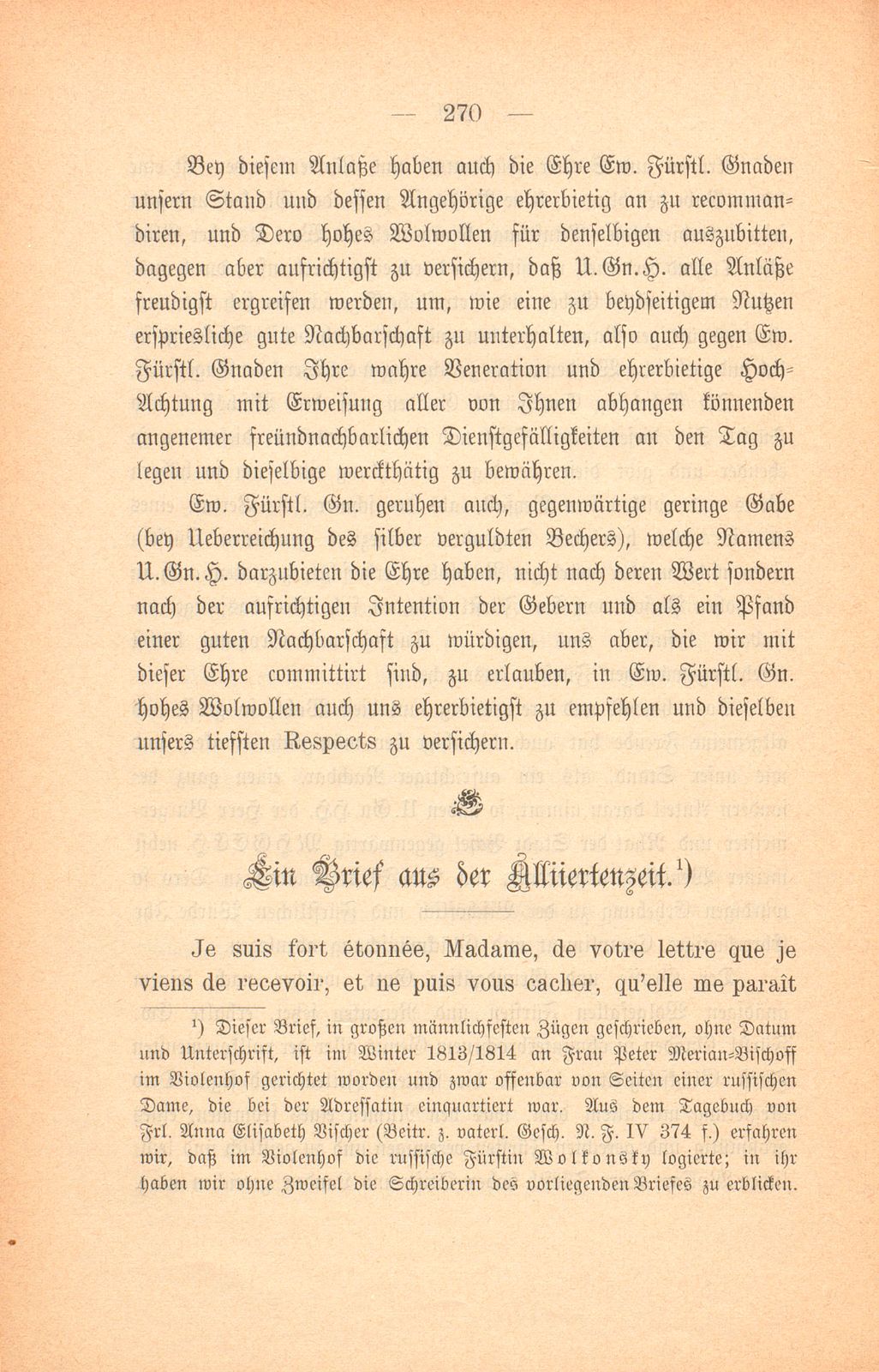 Miscellen: Beschreibung dessen so bey der von dem Stand Basel am 11. April 1763 abgeordneten Deputation an ihro Hochfürstlichen Gnaden Simon Nicolaus Graf von Froberg oder Montjoie erwehltem Bischoff von Basel vorgegangen – Seite 11