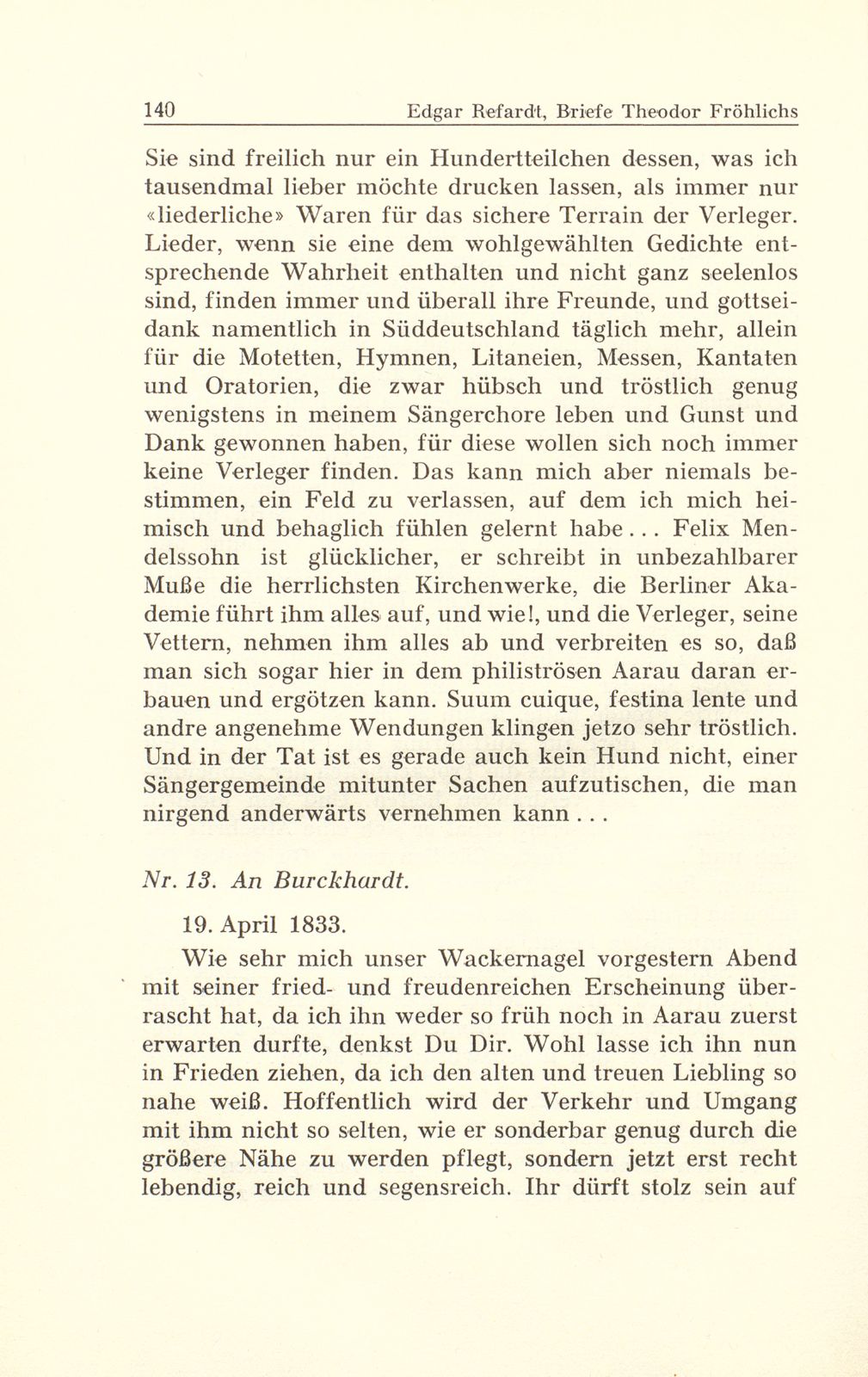 Aus Briefen Theodor Fröhlichs an Abel Burckhardt und Wilhelm Wackernagel – Seite 29