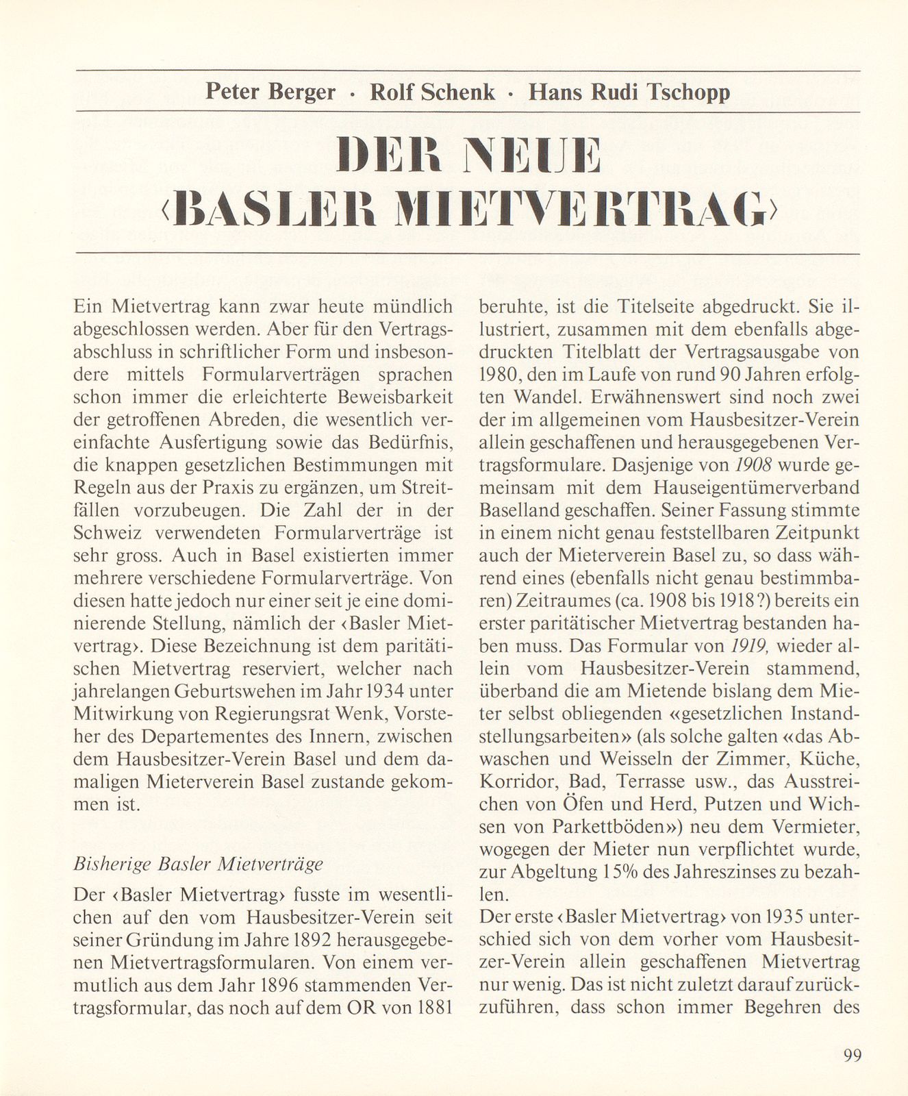 Der neue ‹Basler Mietvertrag› – Seite 1