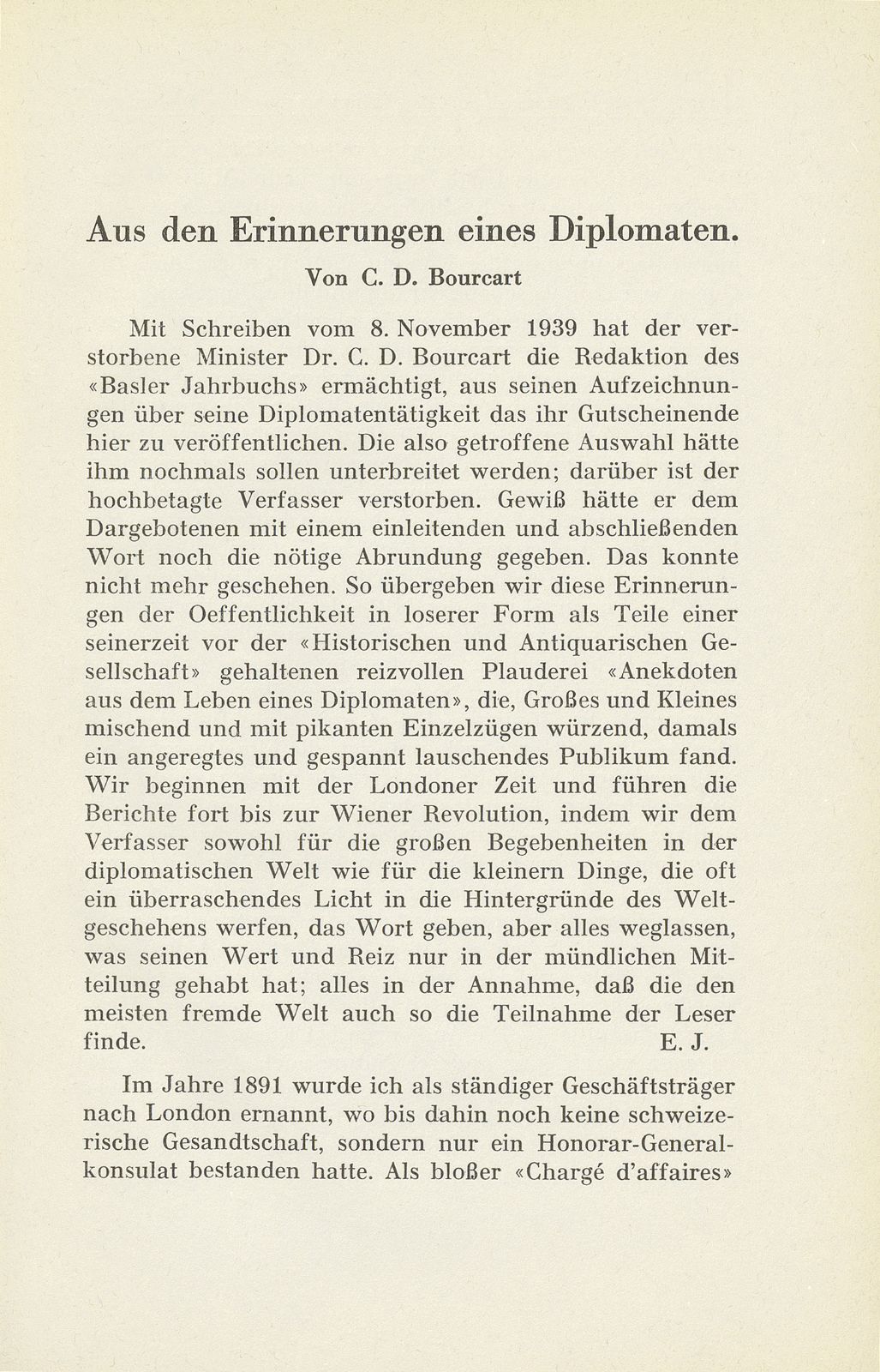 Aus den Erinnerungen eines Diplomaten – Seite 1