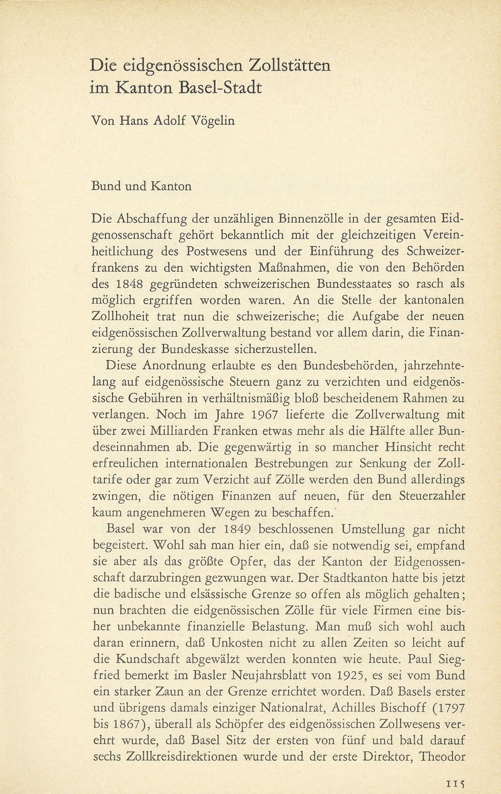 Die eidgenössischen Zollstätten im Kanton Basel-Stadt – Seite 1