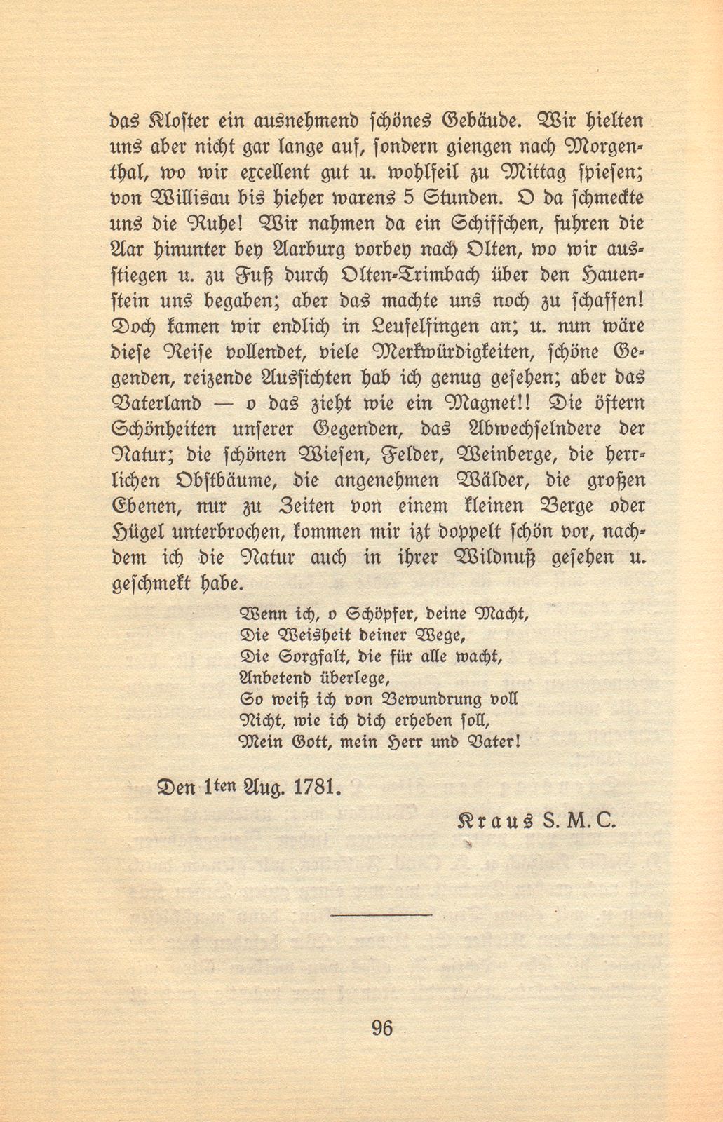 Kleine Reise nach den vaterländischen Eisbergen und durch einen Teil der Schweiz gethan im Julio 1791 [Aufzeichnungen von Daniel Kraus] – Seite 17