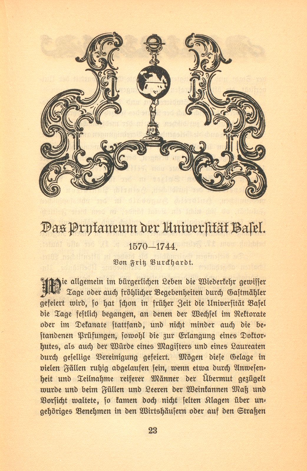 Das Prytaneum der Universität Basel. 1570-1744 – Seite 1