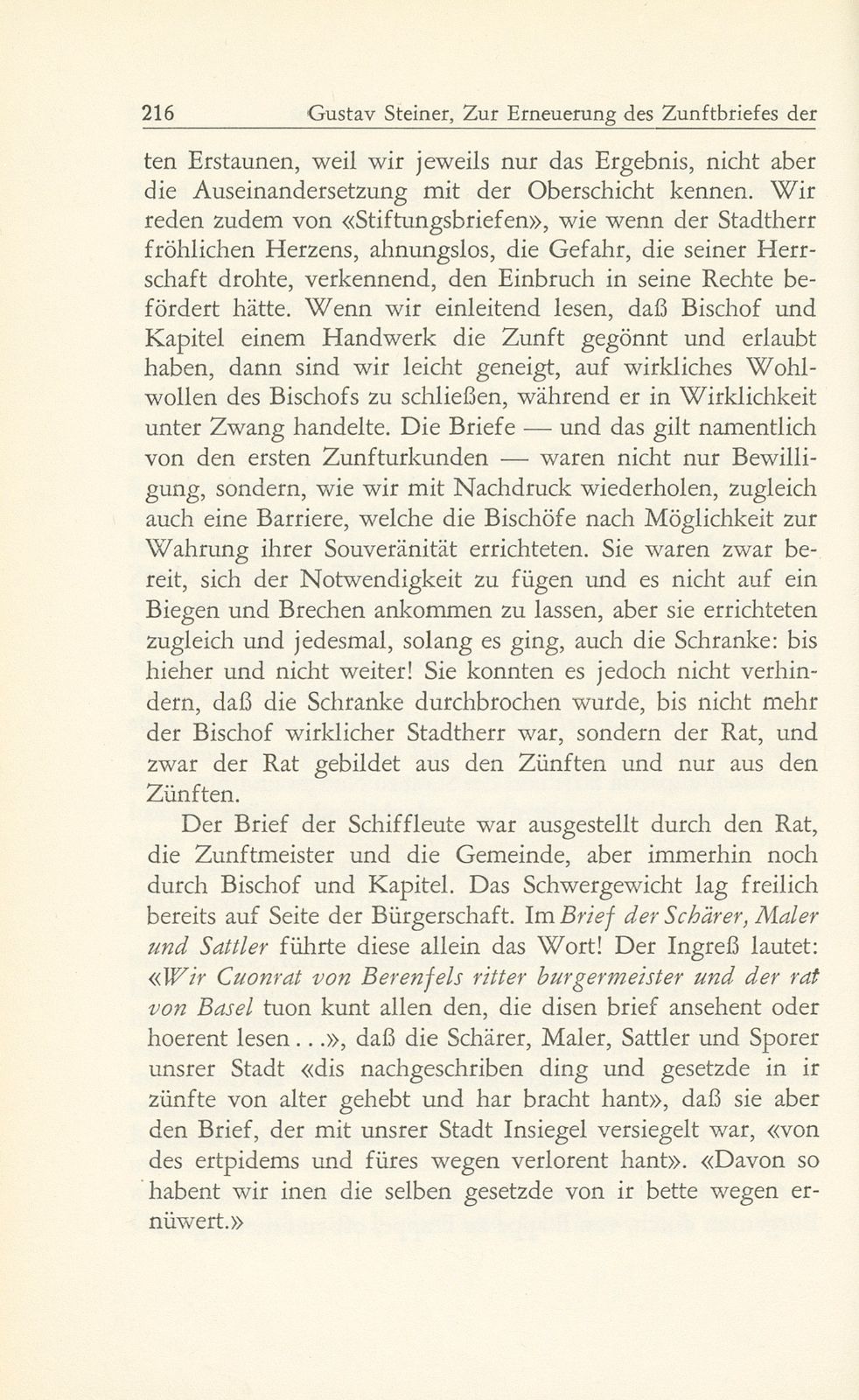 Zur Erneuerung des Zunftbriefes der Schärer, Maler und Sattler nach dem grossen Erdbeben – Seite 17