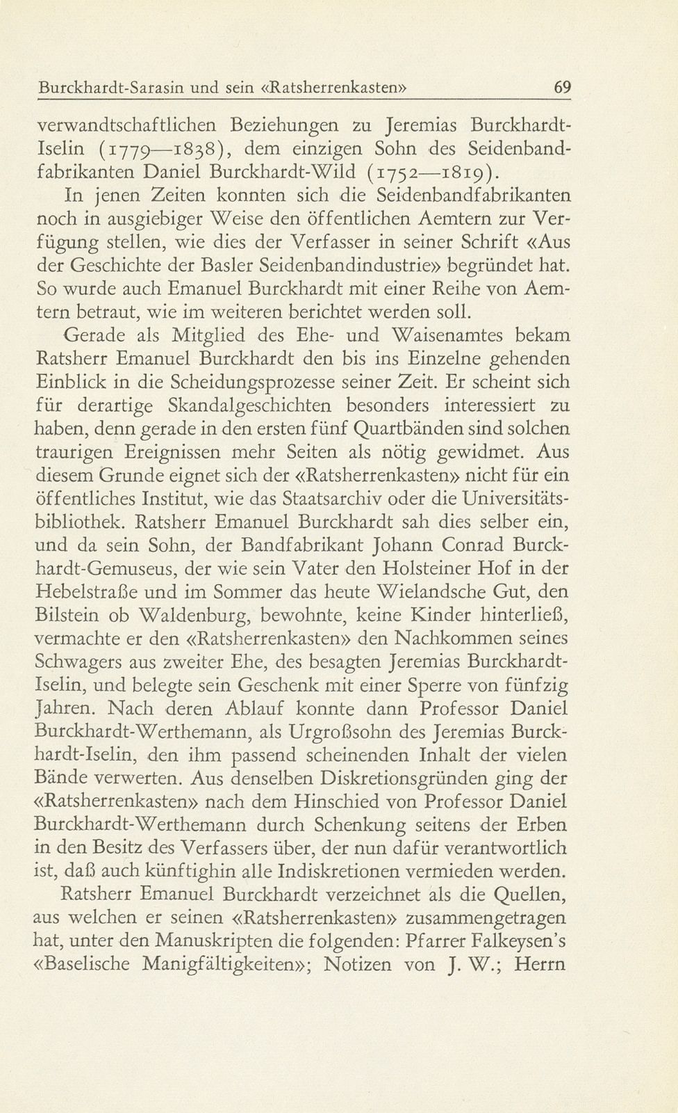 Ratsherr Emanuel Burckhardt-Sarasin und sein ‹Ratsherrenkasten› – Seite 3