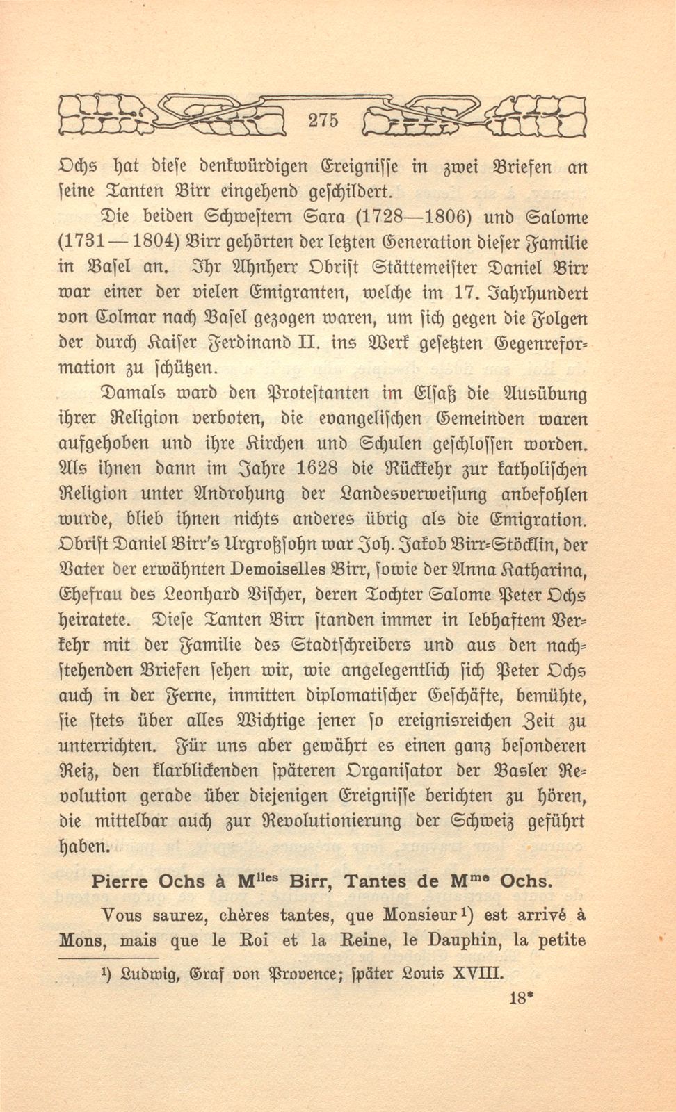 Zwei Briefe von Peter Ochs an Mesdemoiselles Birr – Seite 2