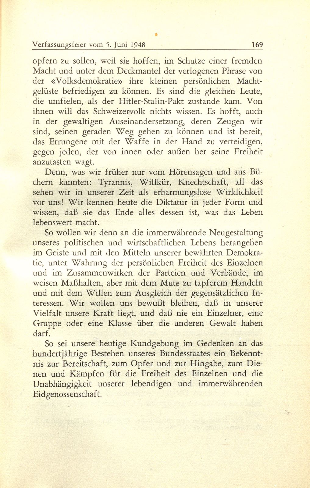 Zur Zeitgeschichte: Offizielle Verfassungsfeier in Basel am 5. Juni 1948 – Seite 10