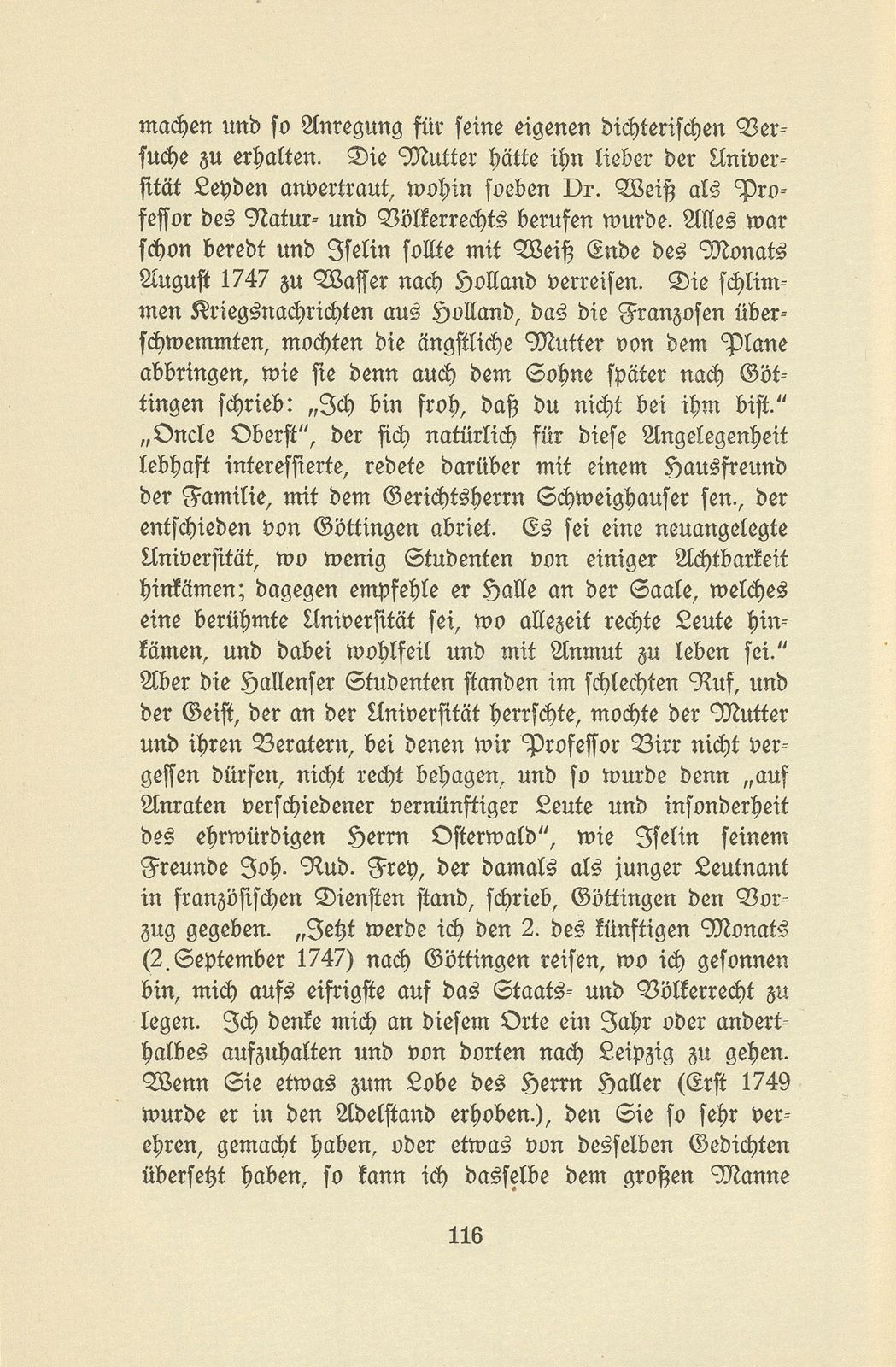 Isaak Iselin als Student in Göttingen (1747/48) – Seite 16