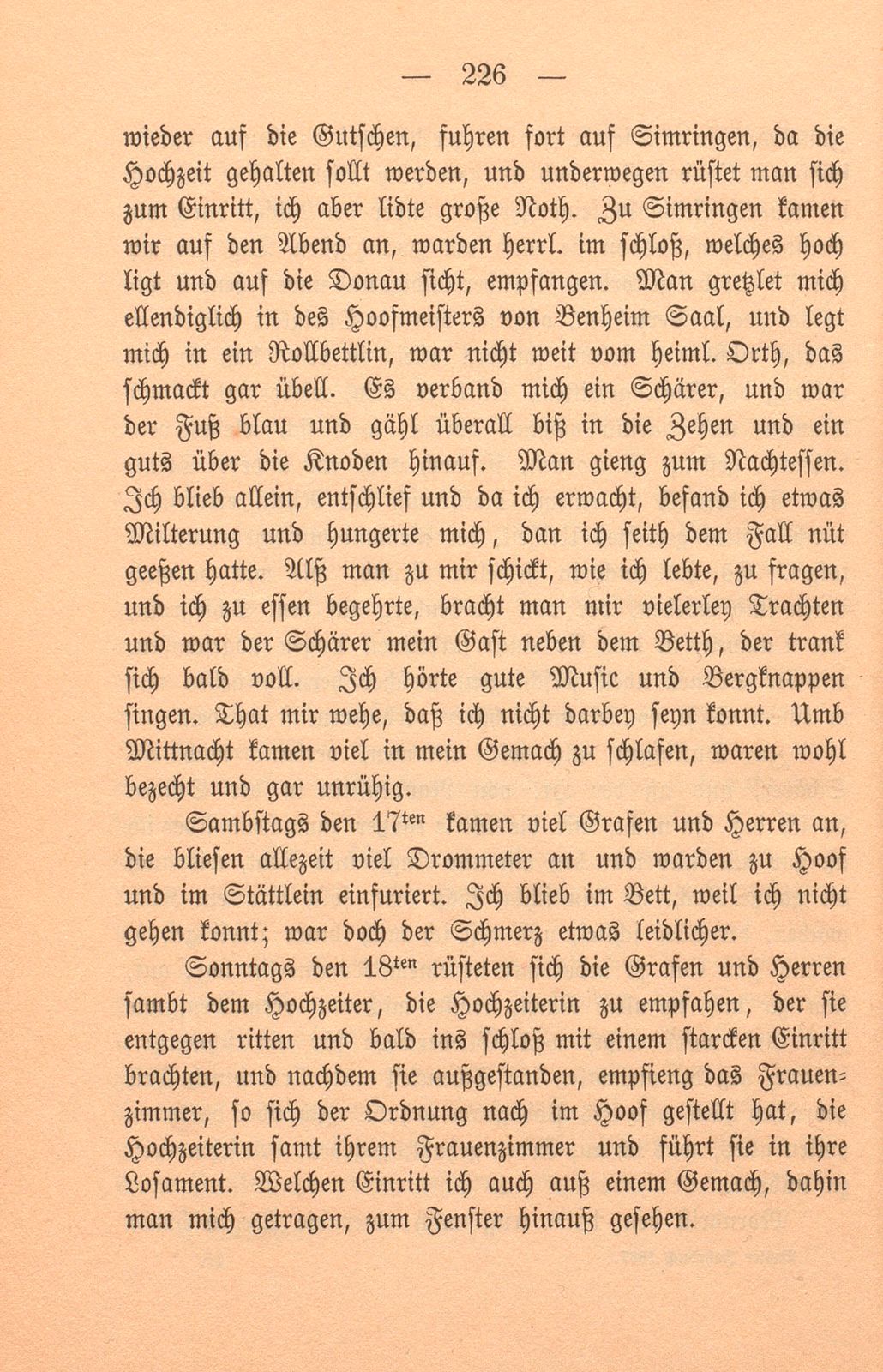 Felix Platters Reiss gen Simringen auf Graf Christofel von Zolleren Hochzeith – Seite 6