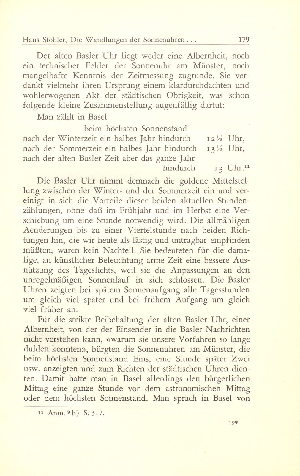 Die Wandlungen der Sonnenuhren am Basler Münster und die Basler Zeitmessung seit 1798 – Seite 9