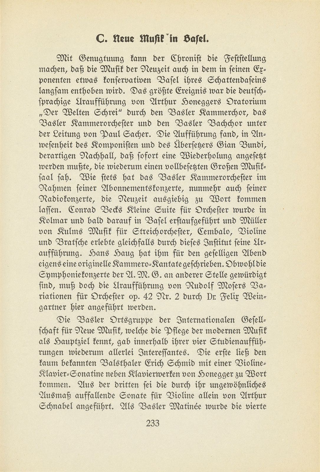 Das künstlerische Leben in Basel vom 1. Oktober 1931 bis 30. September 1932 – Seite 1