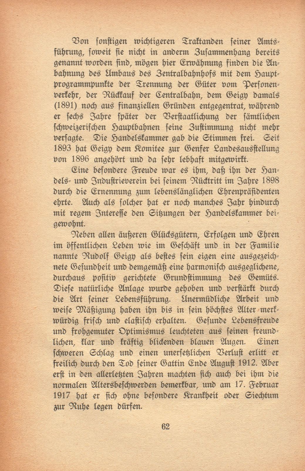 Johann Rudolf Geigy-Merian. 4. März 1830 bis 17. Februar 1917 – Seite 62