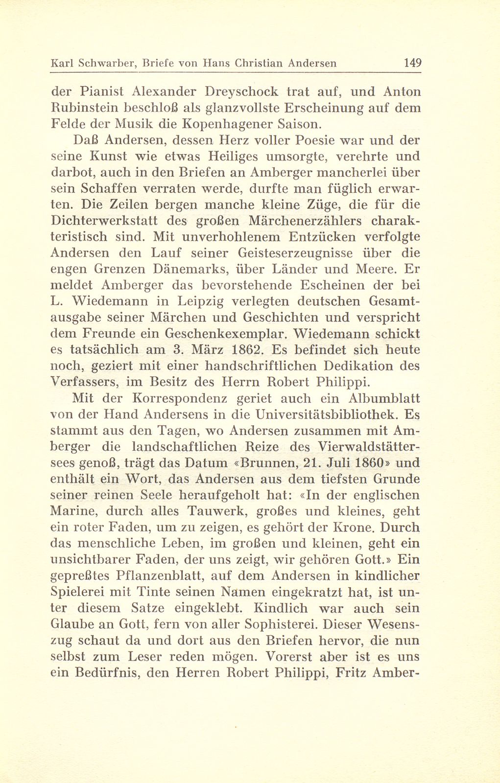 Briefe des Märchendichters Hans Christian Andersen an den Basler Kunstmaler Gustav Adolf Amberger – Seite 10