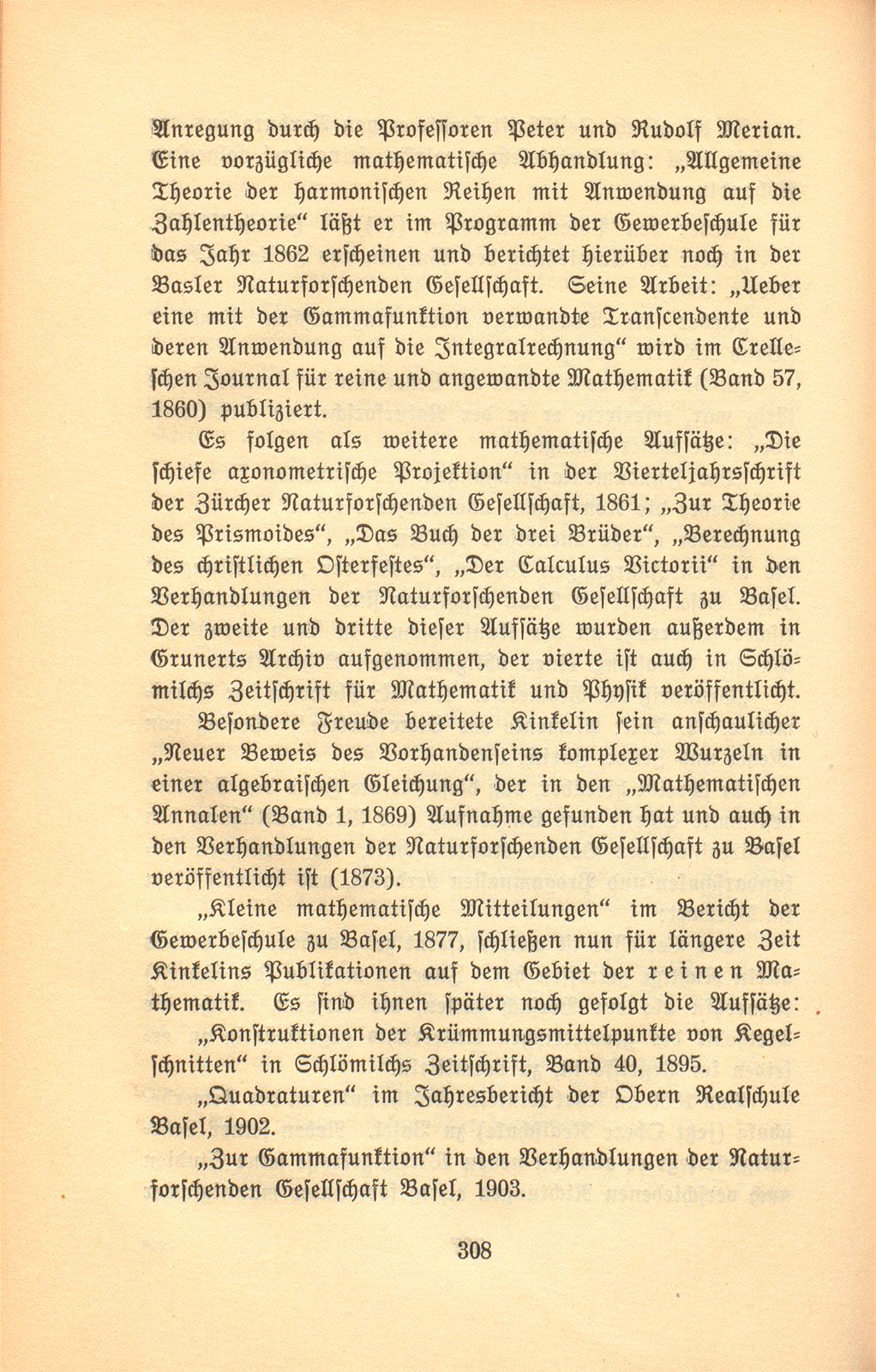 Prof. Dr. Hermann Kinkelin. 11. November 1832 bis 2. Januar 1913 – Seite 7