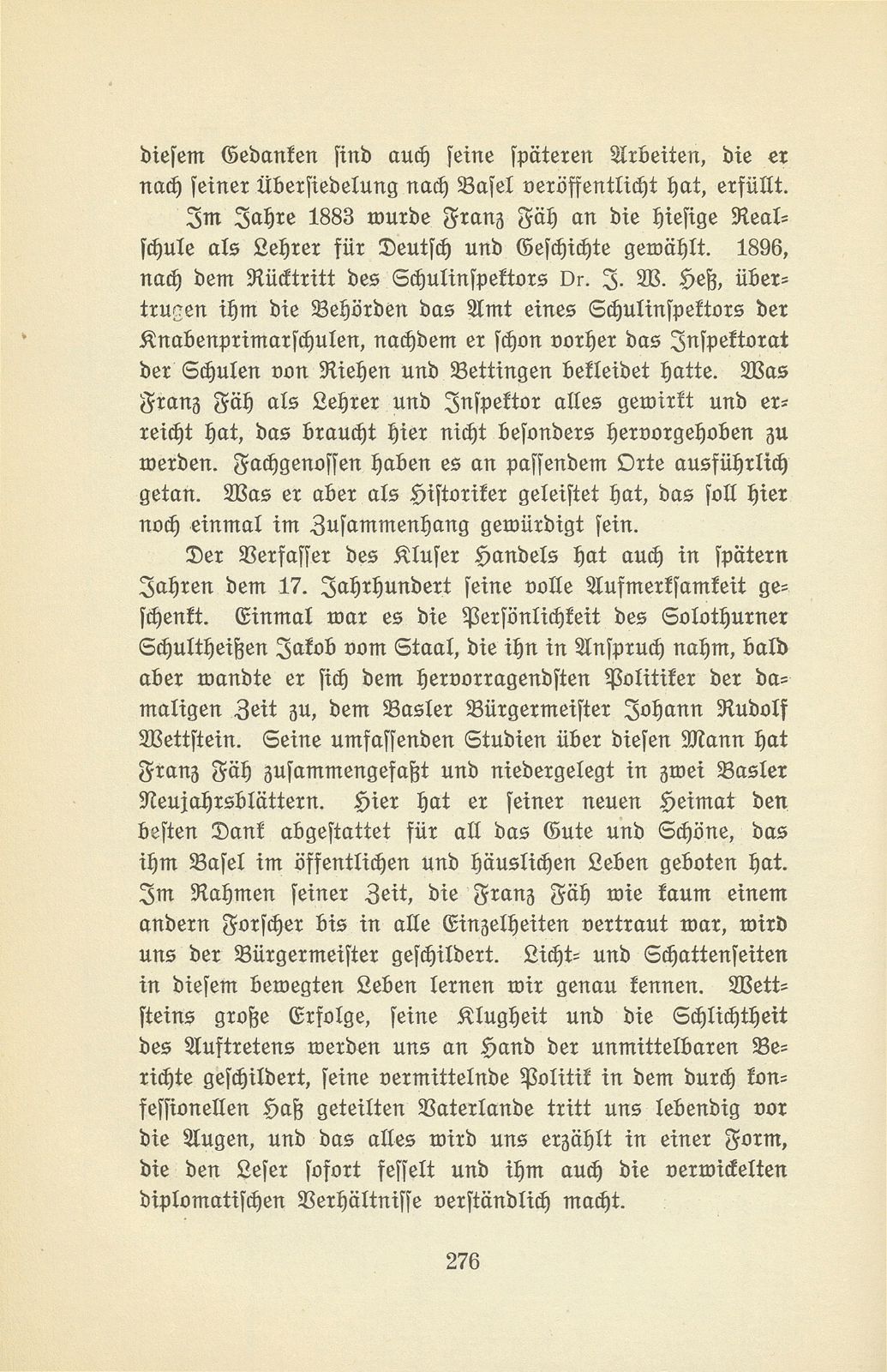 Zur Erinnerung an zwei Basler Schulmänner und Historiker [J.W. Hess und Dr. F. Fäh] – Seite 10