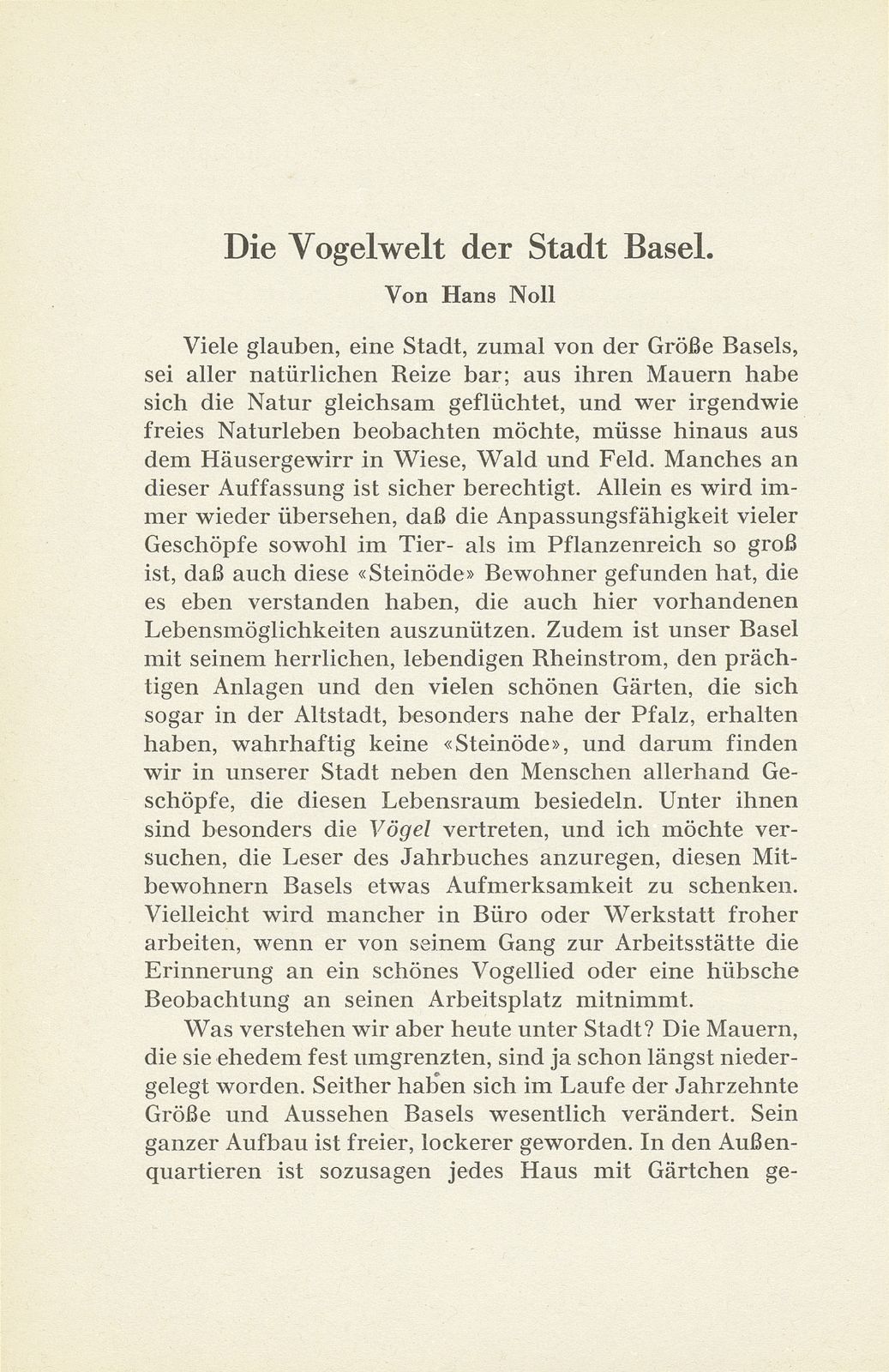 Die Vogelwelt der Stadt Basel – Seite 1