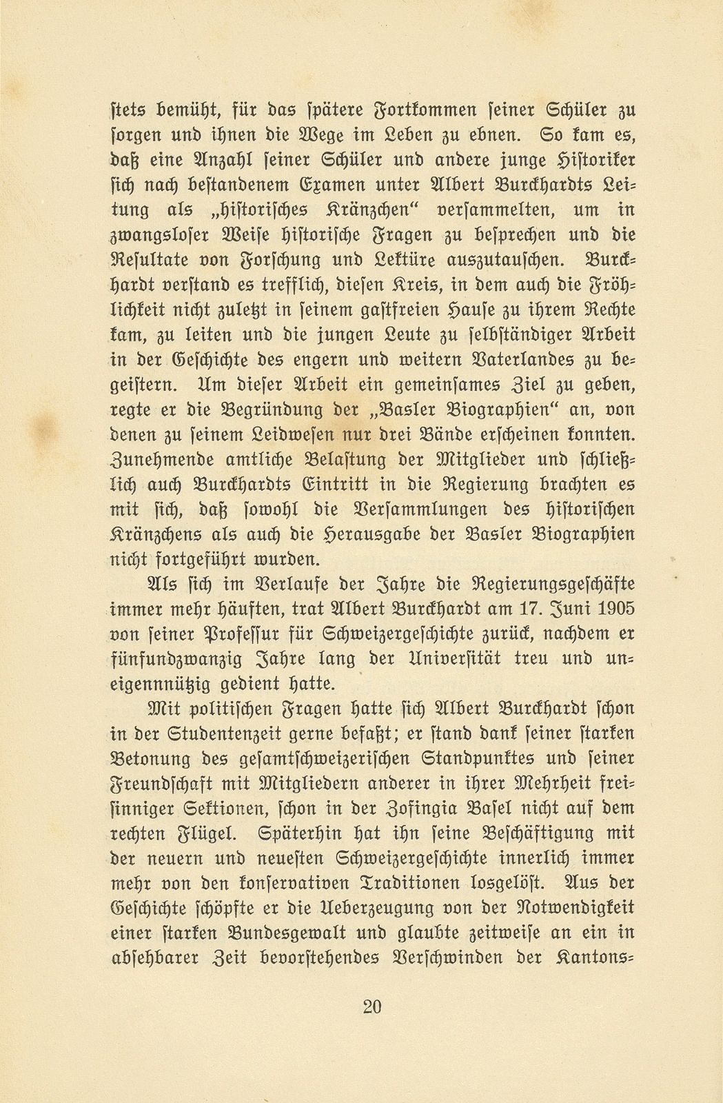 Albert Burckhardt-Finsler 18. November 1854 – 2. August 1911 – Seite 20