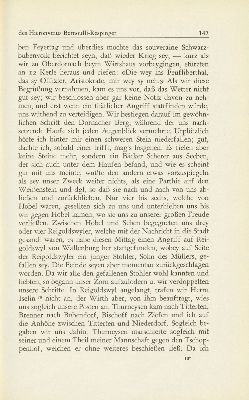 Aus den Aufzeichnungen des Hieronymus Bernoulli-Respinger – Seite 11