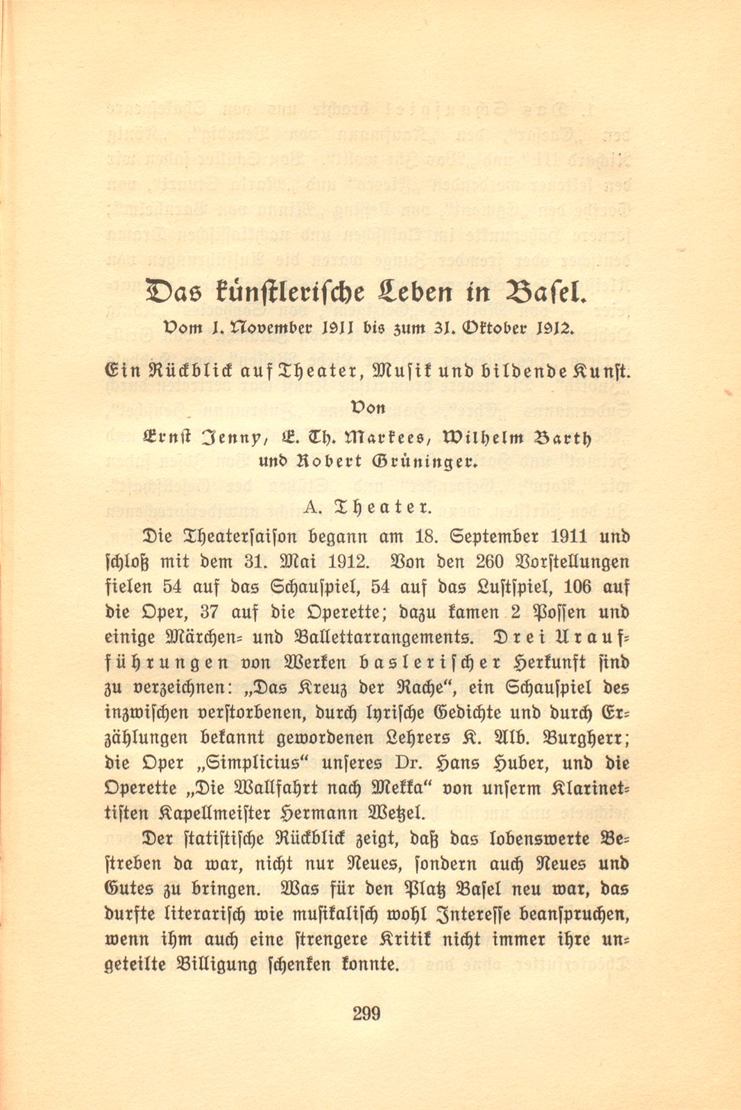 Das künstlerische Leben in Basel vom 1. November 1911 bis 31. Oktober 1912 – Seite 1