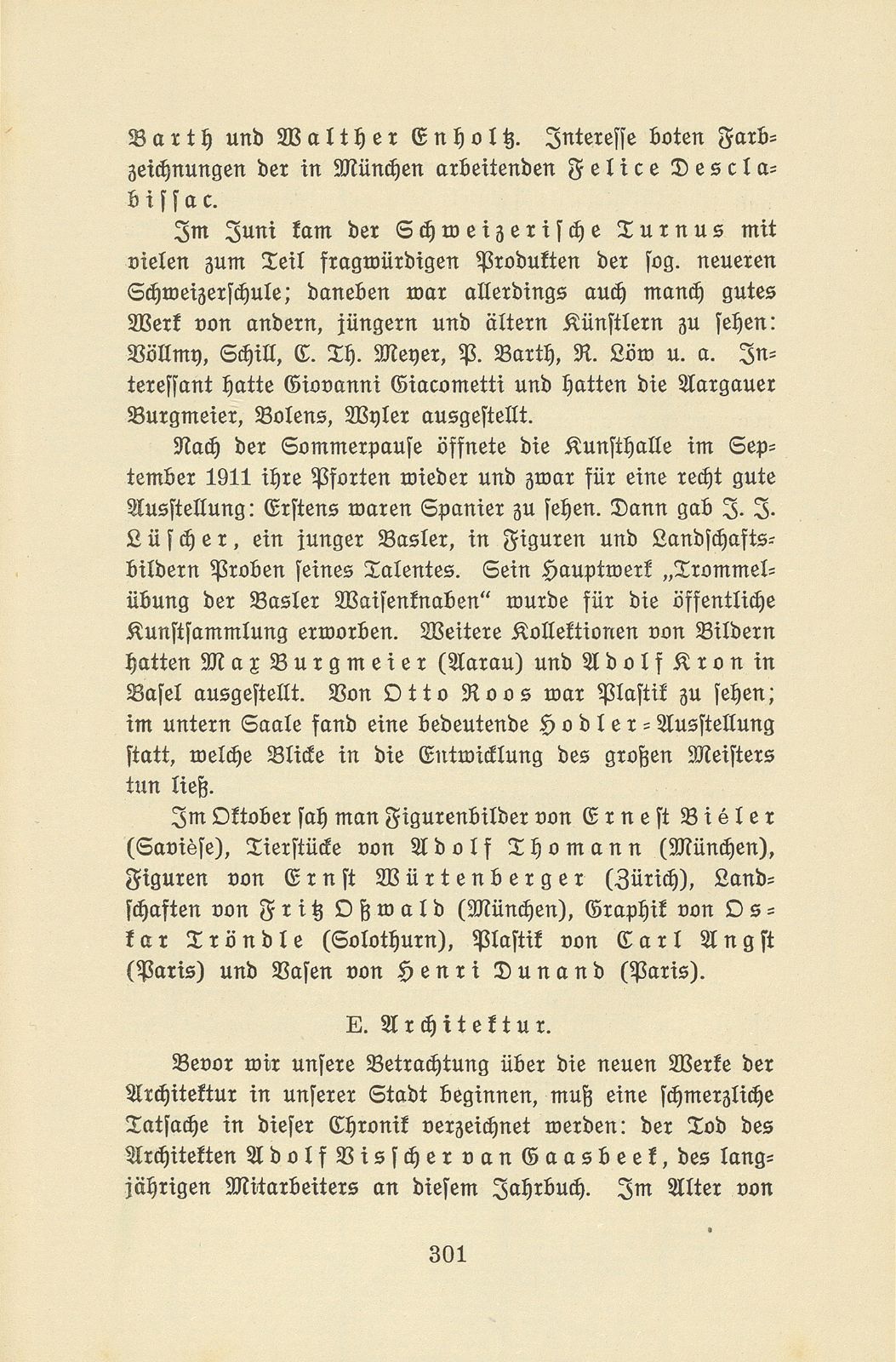 Das künstlerische Leben in Basel vom 1. November 1910 bis 31. Oktober 1911 – Seite 1