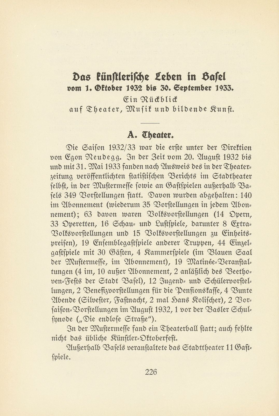 Das künstlerische Leben in Basel vom 1. Oktober 1932 bis 30. September 1933 – Seite 1