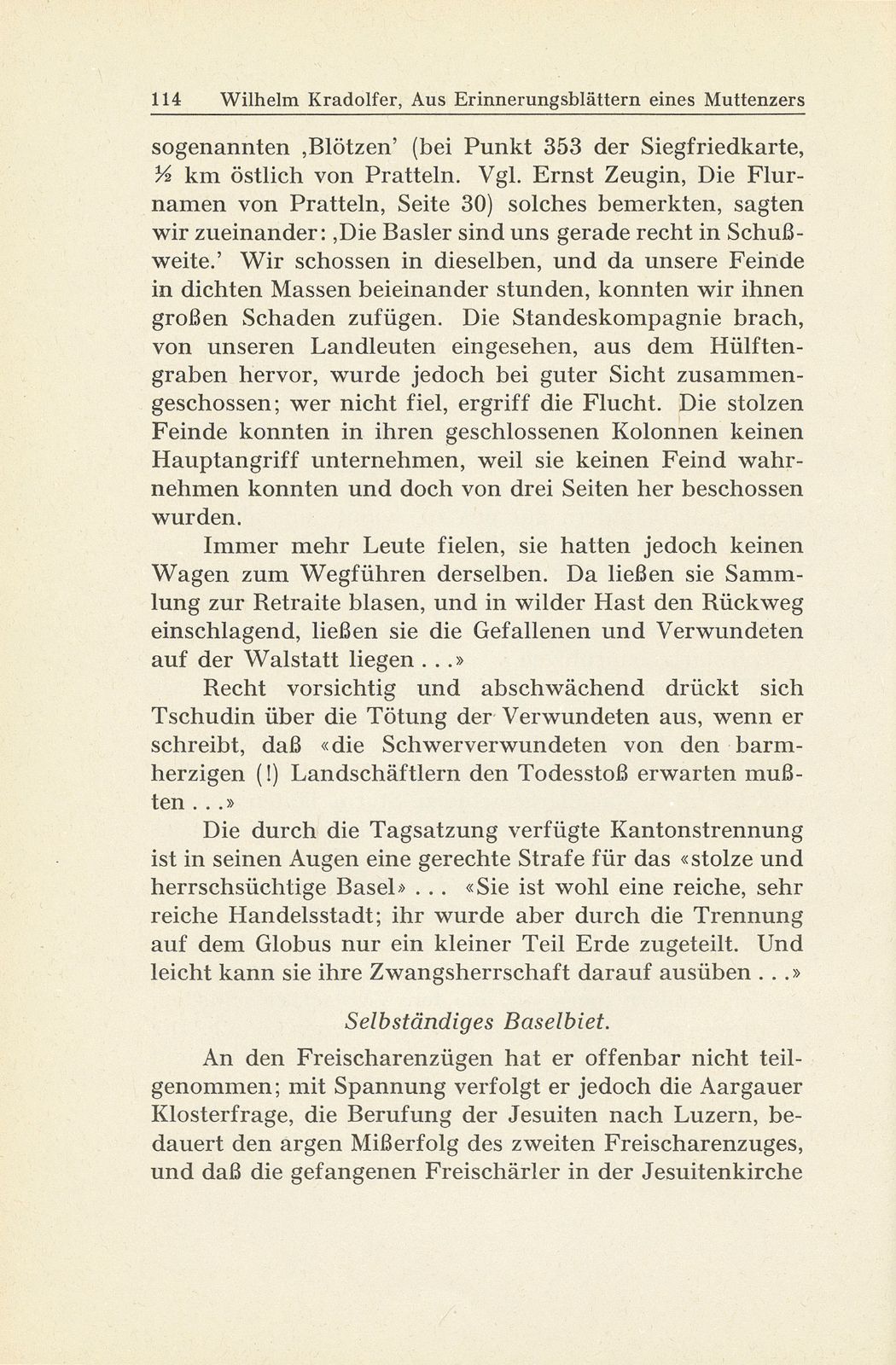 Aus den Erinnerungsblättern eines Muttenzers [D. Tschudin-Spänhauer] – Seite 12