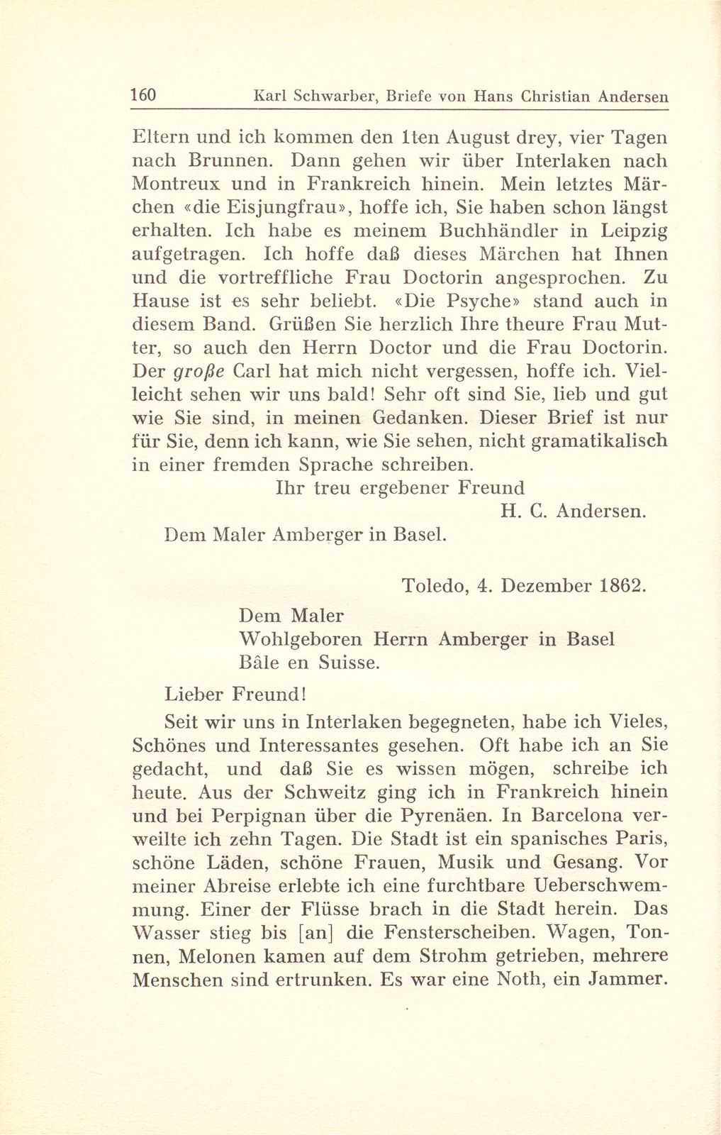 Briefe des Märchendichters Hans Christian Andersen an den Basler Kunstmaler Gustav Adolf Amberger – Seite 21