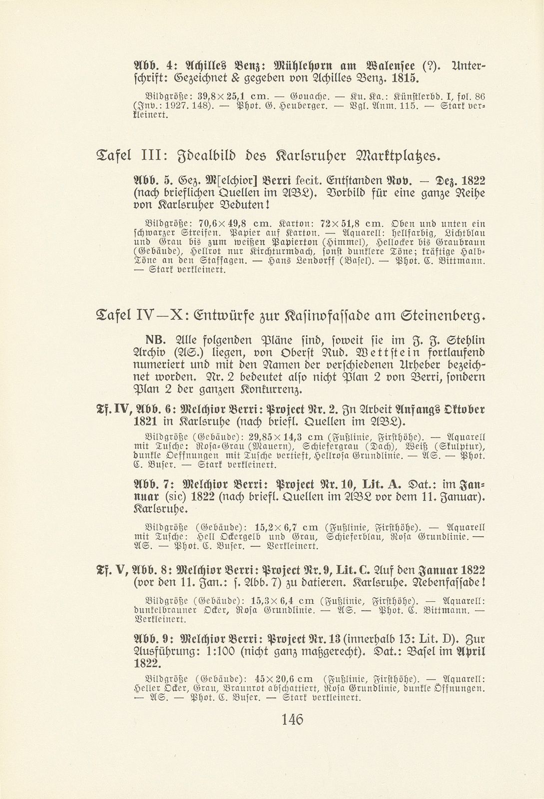 Melchior Berri. (Ein Beitrag zur Kultur des Spätklassizismus in Basel.) – Seite 124