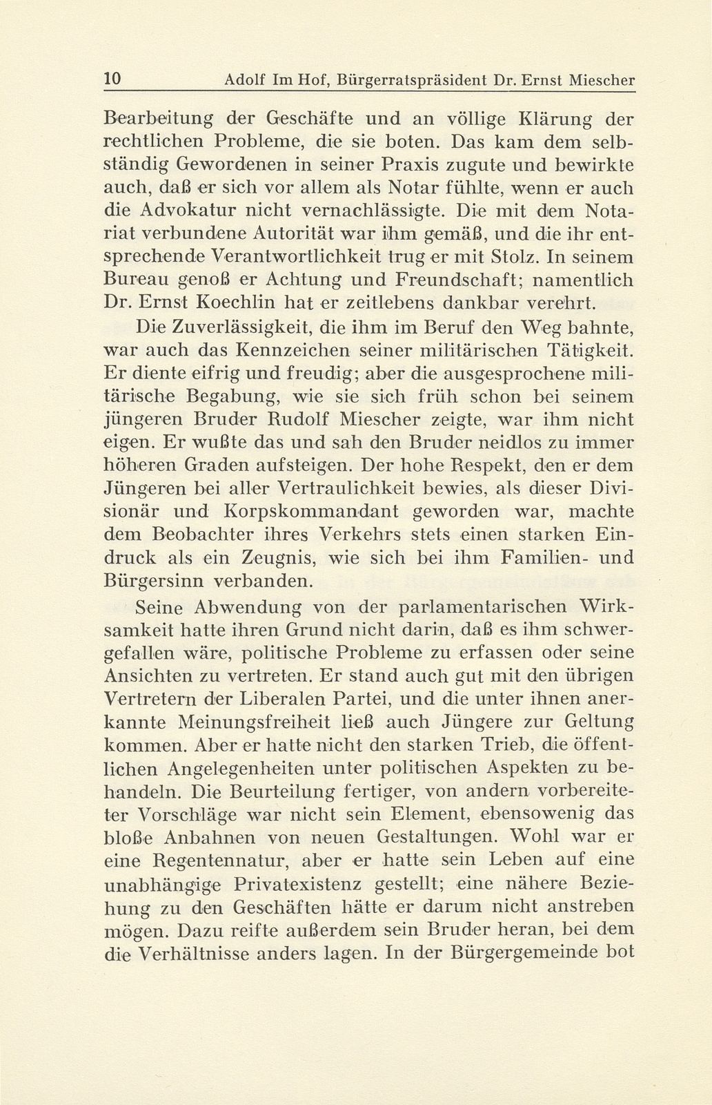 Bürgerratspräsident Dr. Ernst Miescher. 25. November 1872 bis 16. Februar 1945 – Seite 4