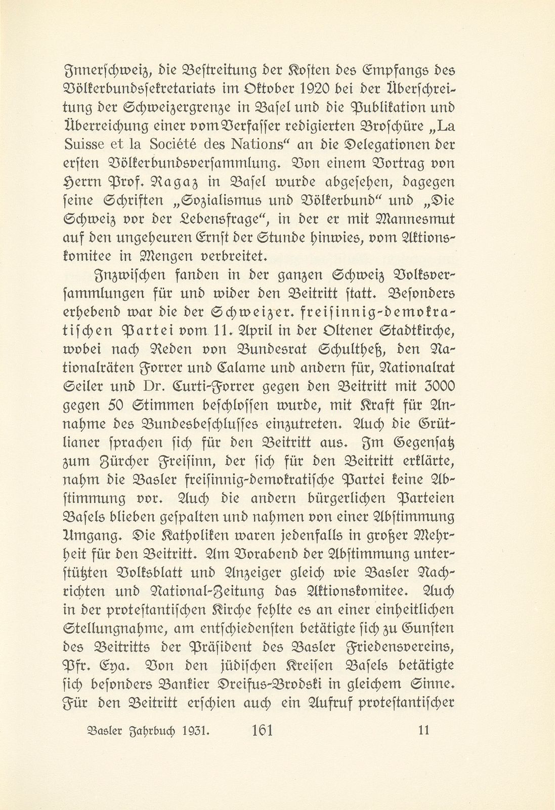 Die Stellungnahme Basels zum Eintritt der Schweiz in den Völkerbund – Seite 11