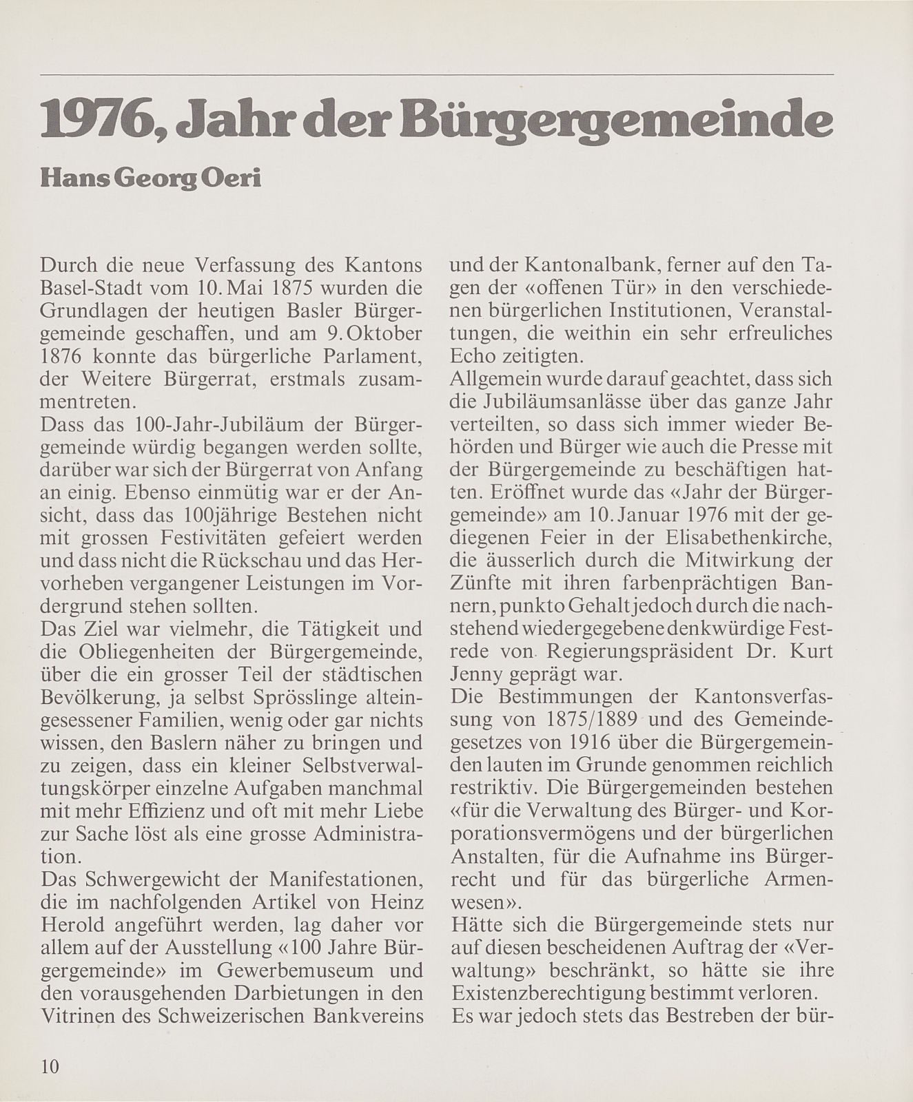 100 Jahre Basler Bürgergemeinde – Seite 1