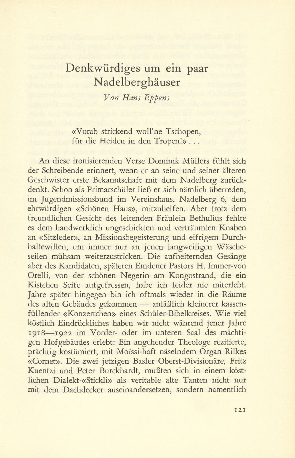 Denkwürdiges um ein paar Nadelberg-Häuser – Seite 1