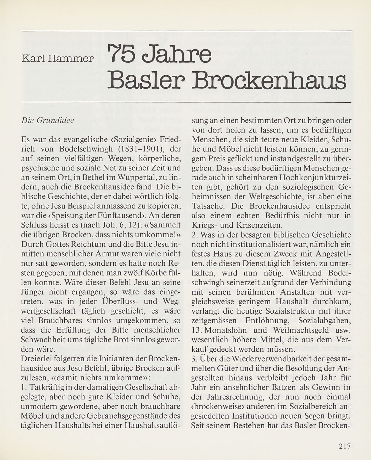 75 Jahre Basler Brockenhaus – Seite 1