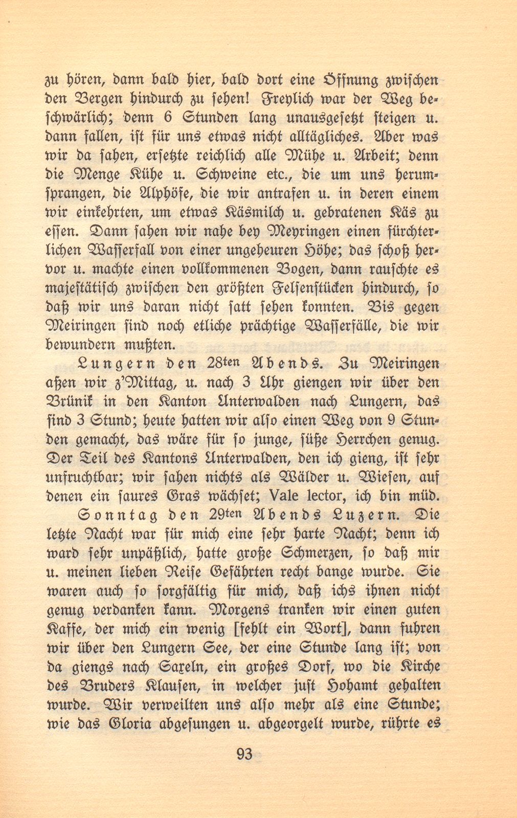 Kleine Reise nach den vaterländischen Eisbergen und durch einen Teil der Schweiz gethan im Julio 1791 [Aufzeichnungen von Daniel Kraus] – Seite 14