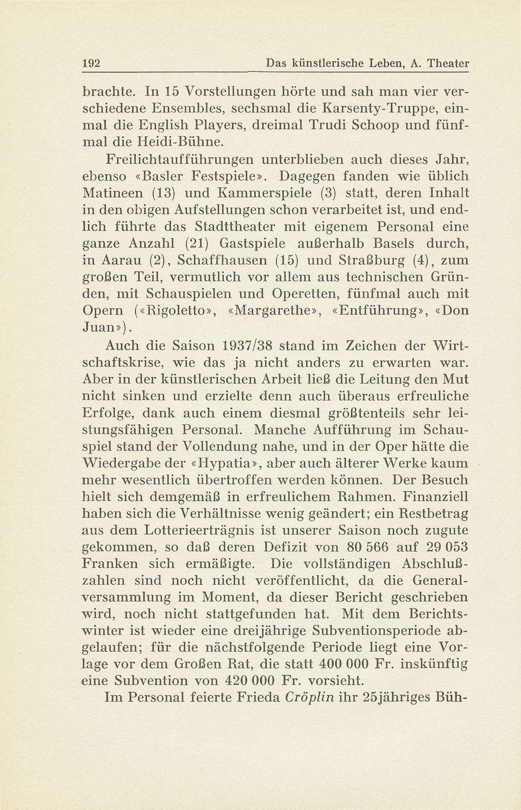 Das künstlerische Leben in Basel vom 1. Oktober 1937 bis 30. September 1938 – Seite 4