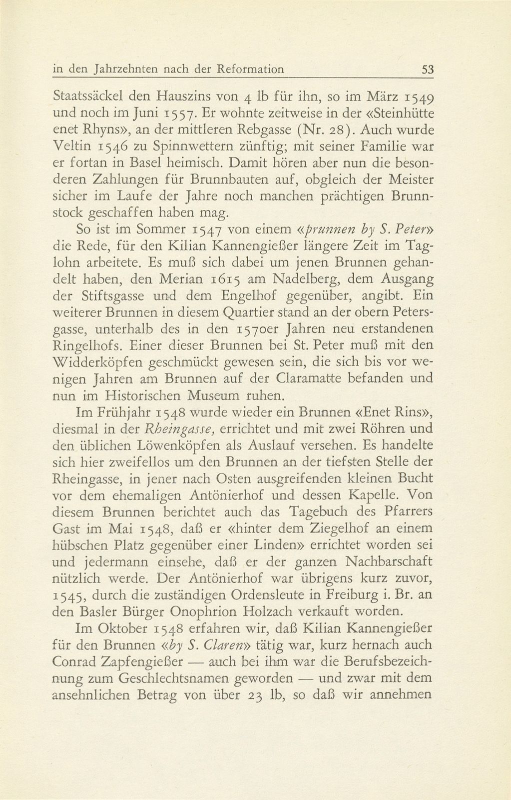 Von Basels öffentlicher Bau- und Kunstpflege in den Jahrzehnten nach der Reformation 1529-1560 – Seite 33