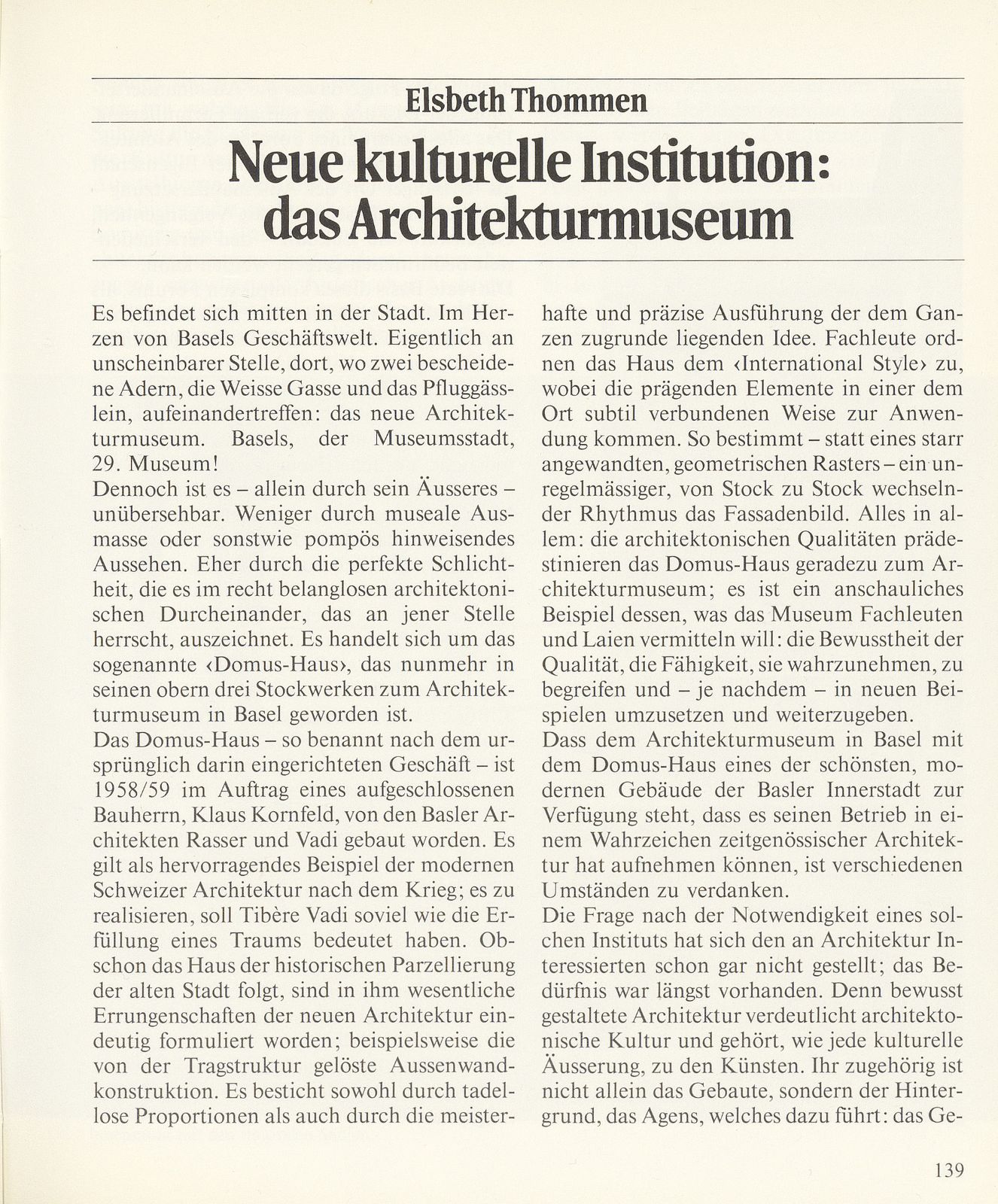 Neue kulturelle Institution: das Architekturmuseum – Seite 1