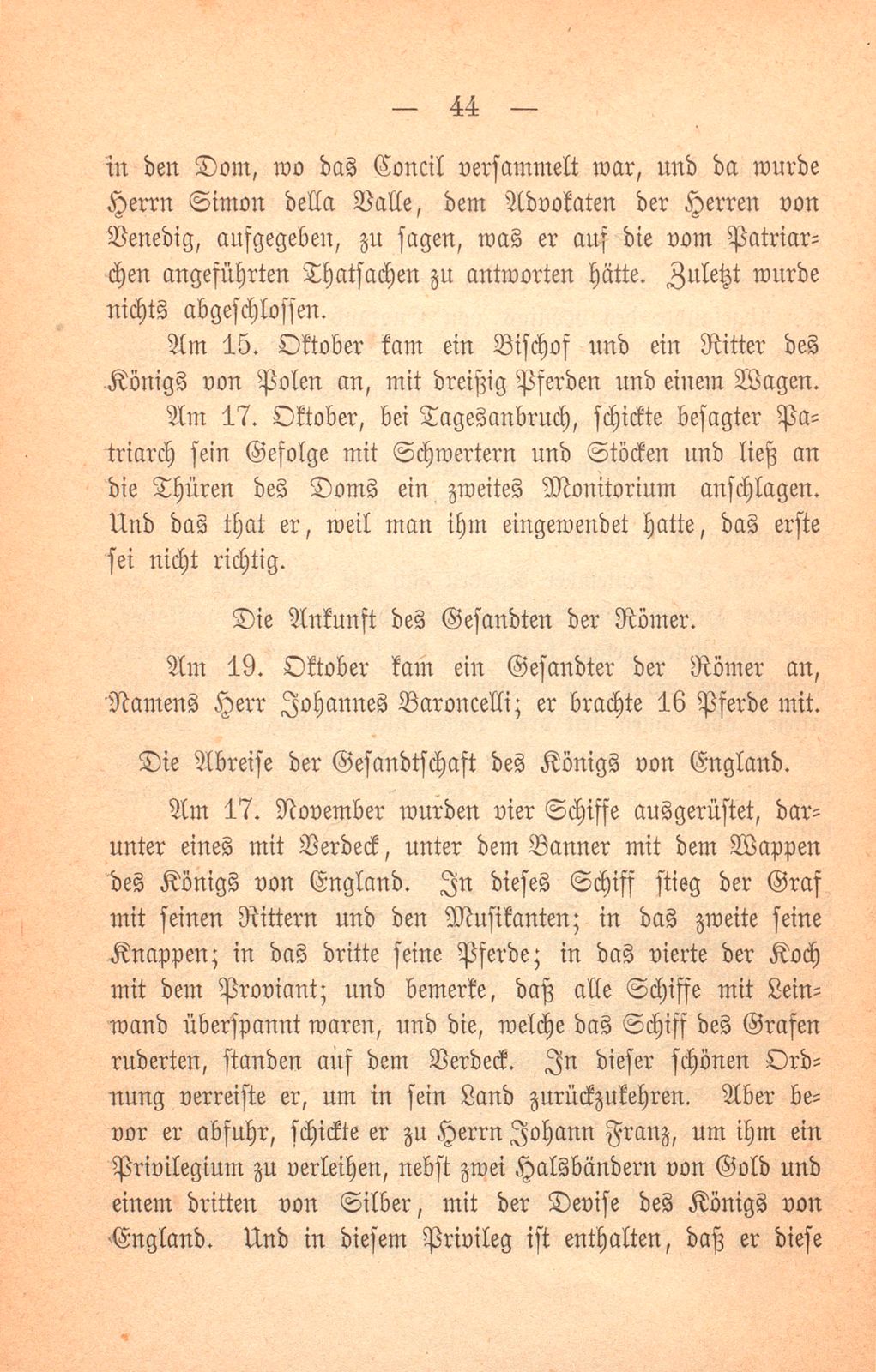 Andrea Gattaro von Padua, Tagebuch der Venetianischen Gesandten beim Concil zu Basel. (1433-1435.) – Seite 44