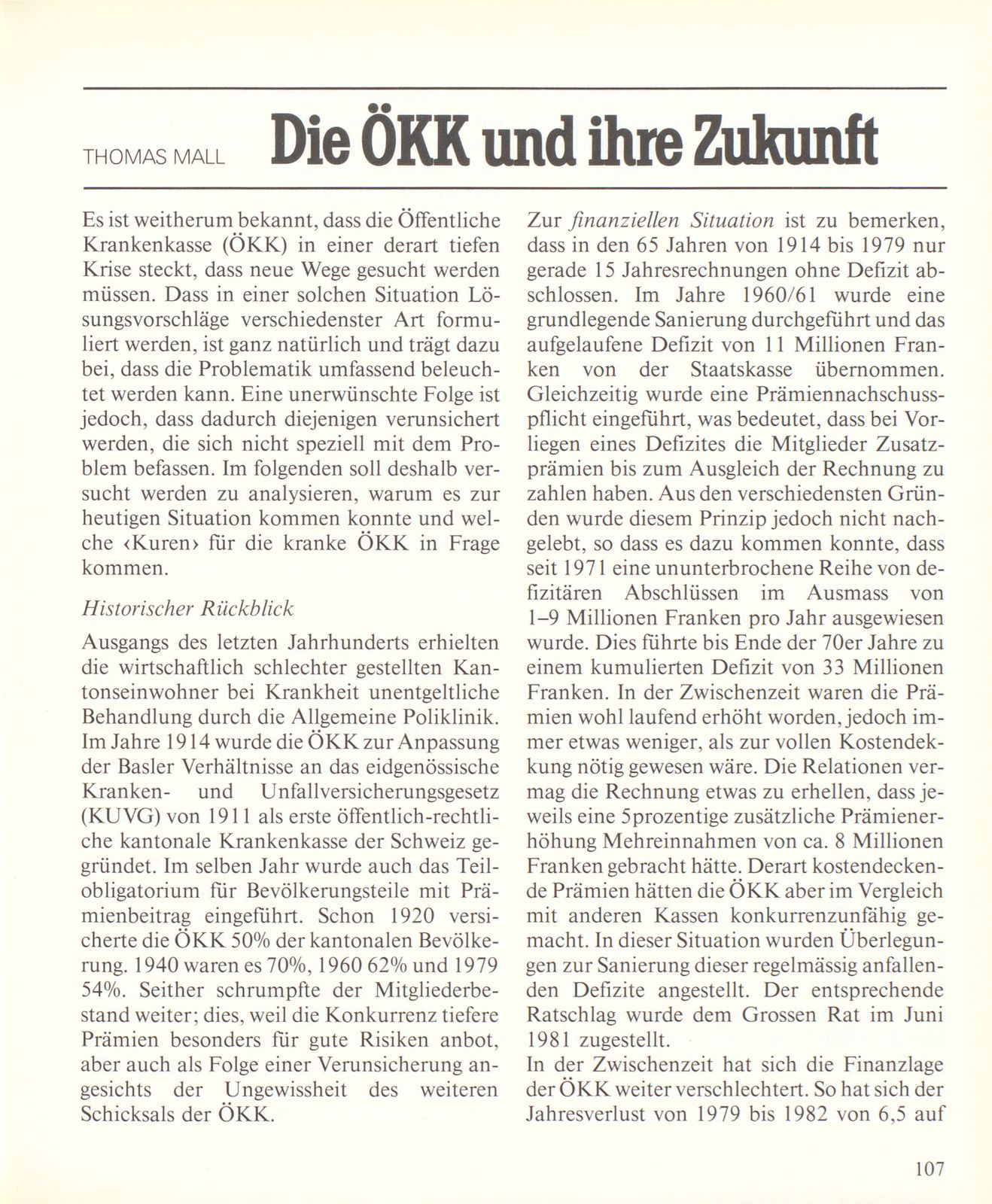 Die ÖKK und ihre Zukunft – Seite 1