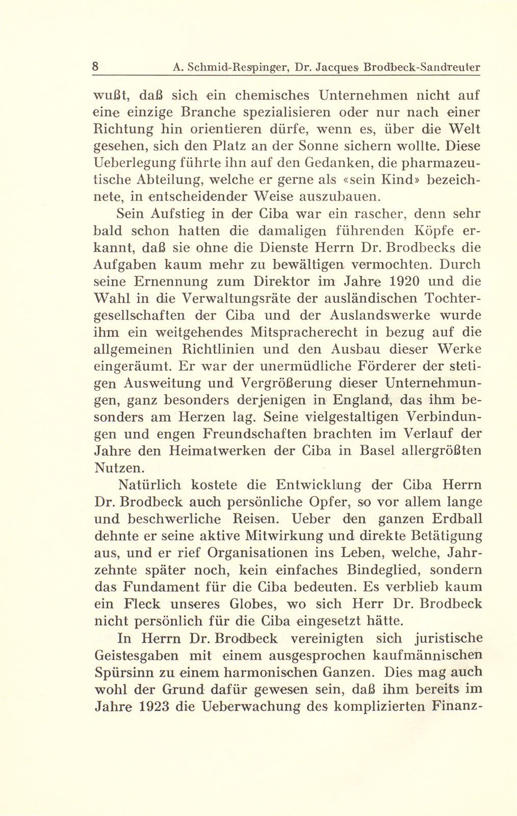 Dr. Jacques Brodbeck-Sandreuter 18. Juni 1882 bis 20. Februar 1944 – Seite 2