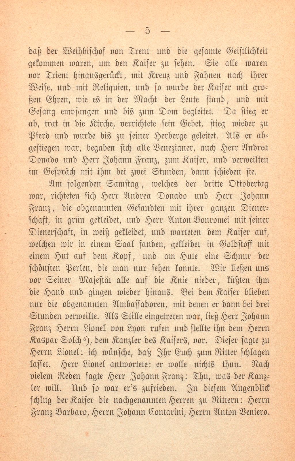 Andrea Gattaro von Padua, Tagebuch der Venetianischen Gesandten beim Concil zu Basel. (1433-1435.) – Seite 5