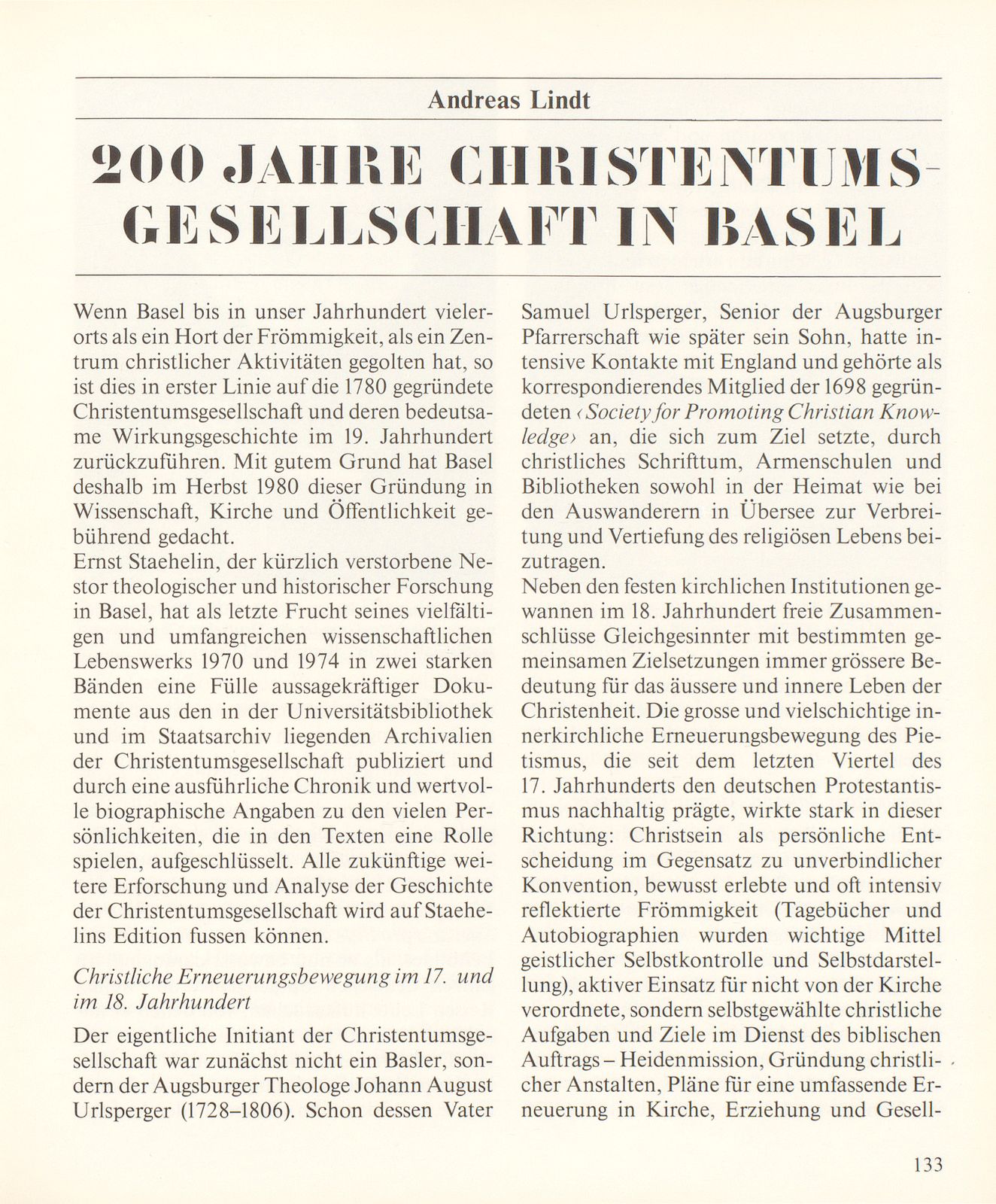 200 Jahre Christentumsgesellschaft in Basel – Seite 1