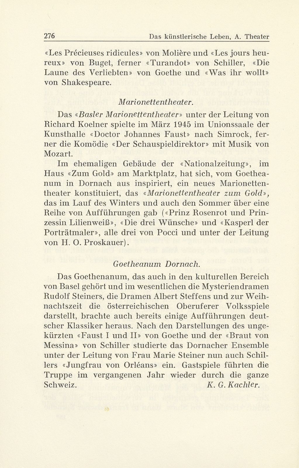 Das künstlerische Leben in Basel vom 1. Oktober 1944 bis 30. September 1945 – Seite 12