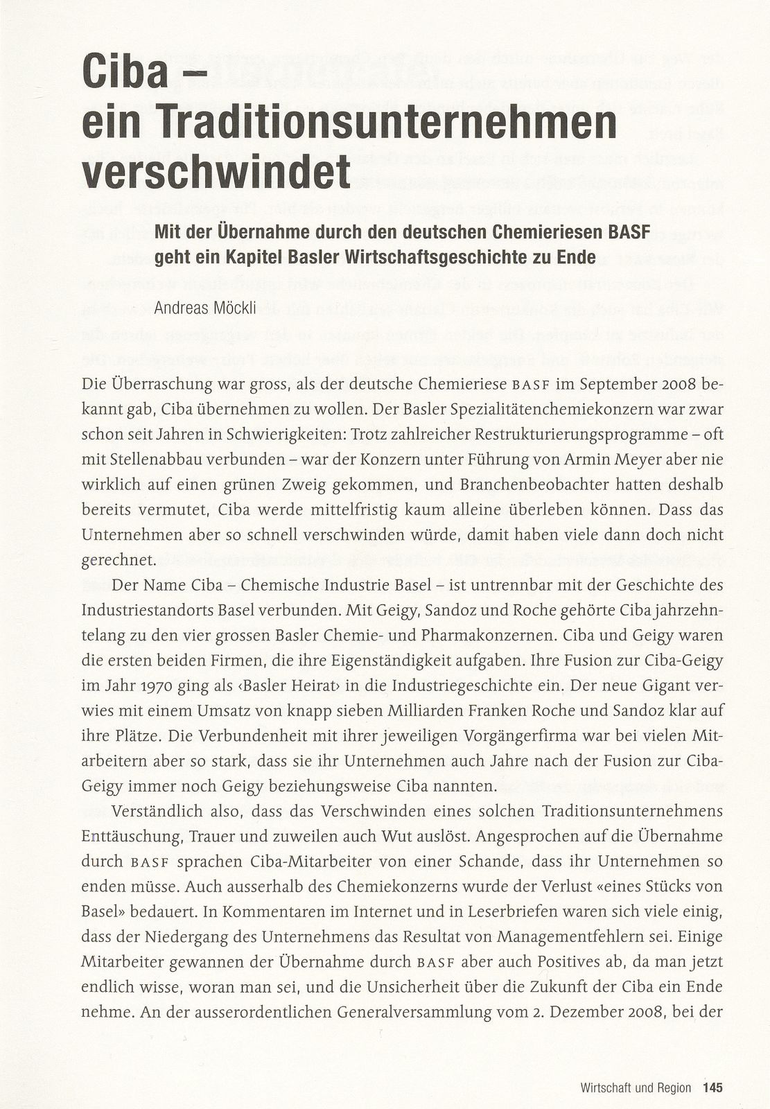 Ciba – ein Traditionsunternehmen verschwindet – Seite 1