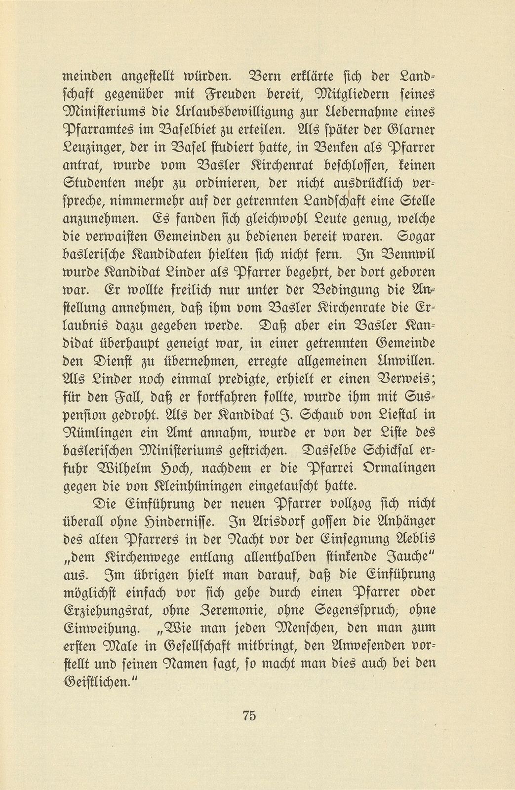 Die Pfarrer im Baselbiet in der Zeit der Trennung von Basel-Stadt – Seite 19