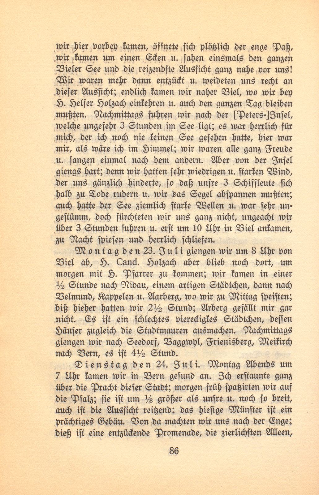 Kleine Reise nach den vaterländischen Eisbergen und durch einen Teil der Schweiz gethan im Julio 1791 [Aufzeichnungen von Daniel Kraus] – Seite 7