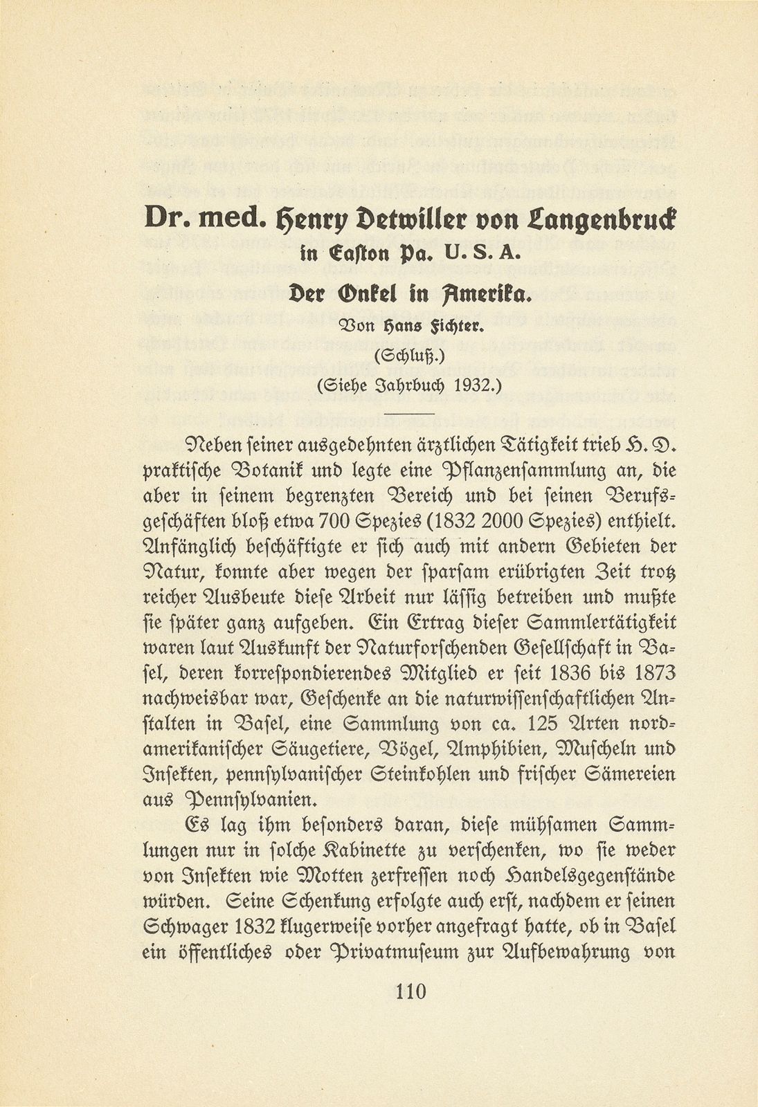 Dr. med. Henry Detwiller von Langenbruck in Easton Pa. U.S.A – Seite 1