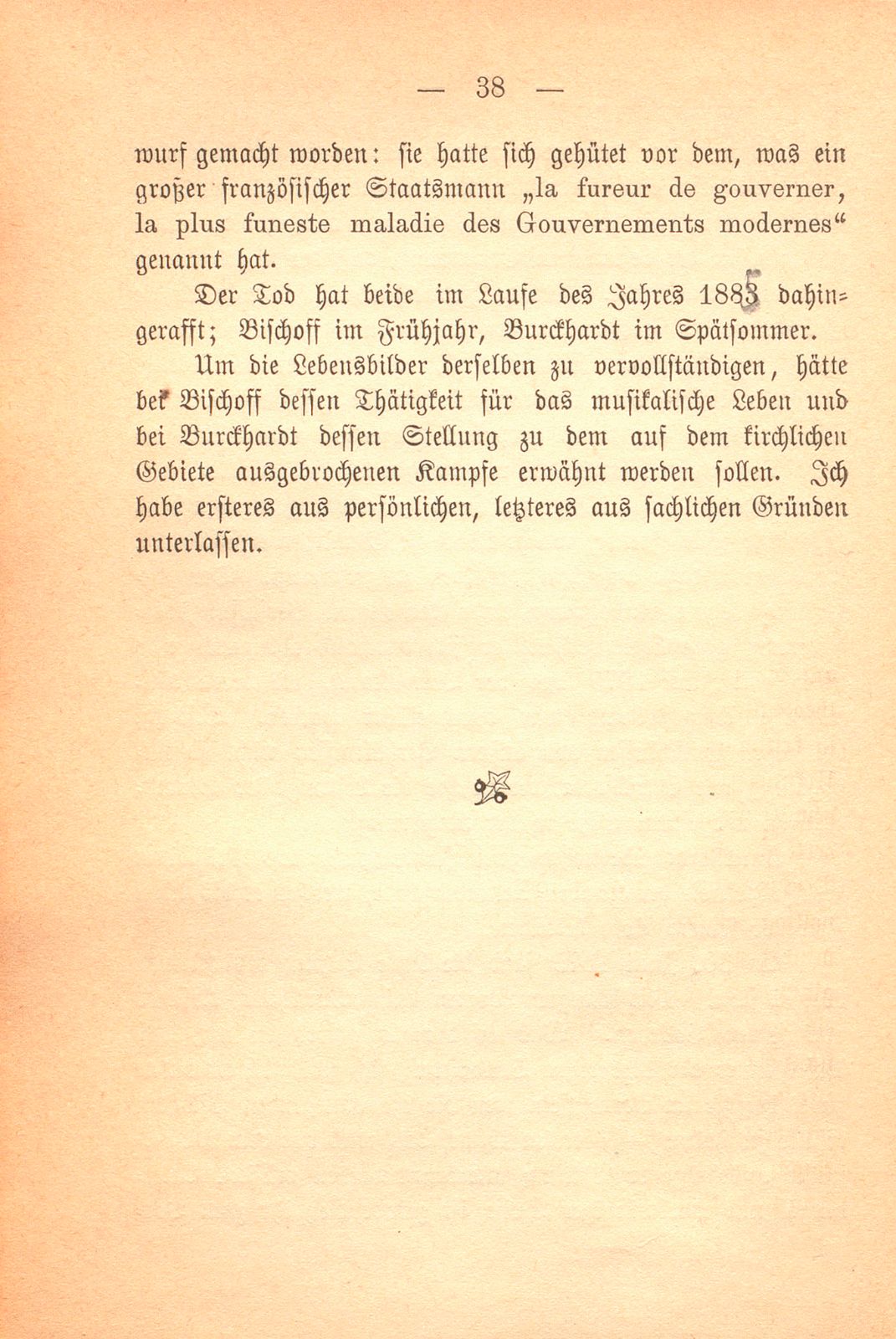 Erinnerungen an Carl Felix Burckhardt und Gottlieb Bischoff, Bürgermeister und Staatsschreiber zu Basel – Seite 38